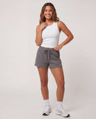 Real Essentials 3 Pack Women's Cotton Pajama Shorts Lounge Sleep Comfy Cute Casual Knit PJ - Solid Black, Solid Quiet Shade, Grey Heather, Solid Bright White