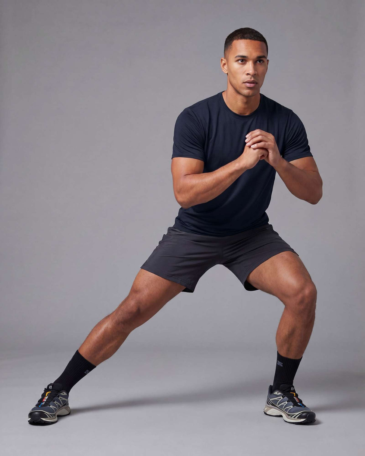 Real Essentials 5 Pack Men's Dry Fit Short Sleeve Crew T Shirts Gym Tees Athletic Workout - Solid Black, Solid Bright White, Navy Blazer, Charcoal, Solid Ultimate Grey