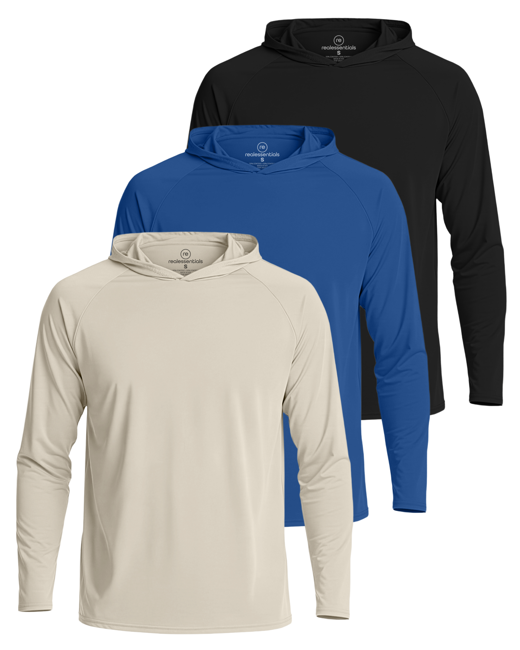 3 Pack: Men's Rash Guard Hoodie (Available In Big & Tall)