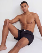 Real Essentials 3 Pack Mens Cotton Pajama Shorts Poplin Woven Lounge Sleep PJs with Pockets - Solid Black, Pale Lilac Stripe, Moonbeam Stripe