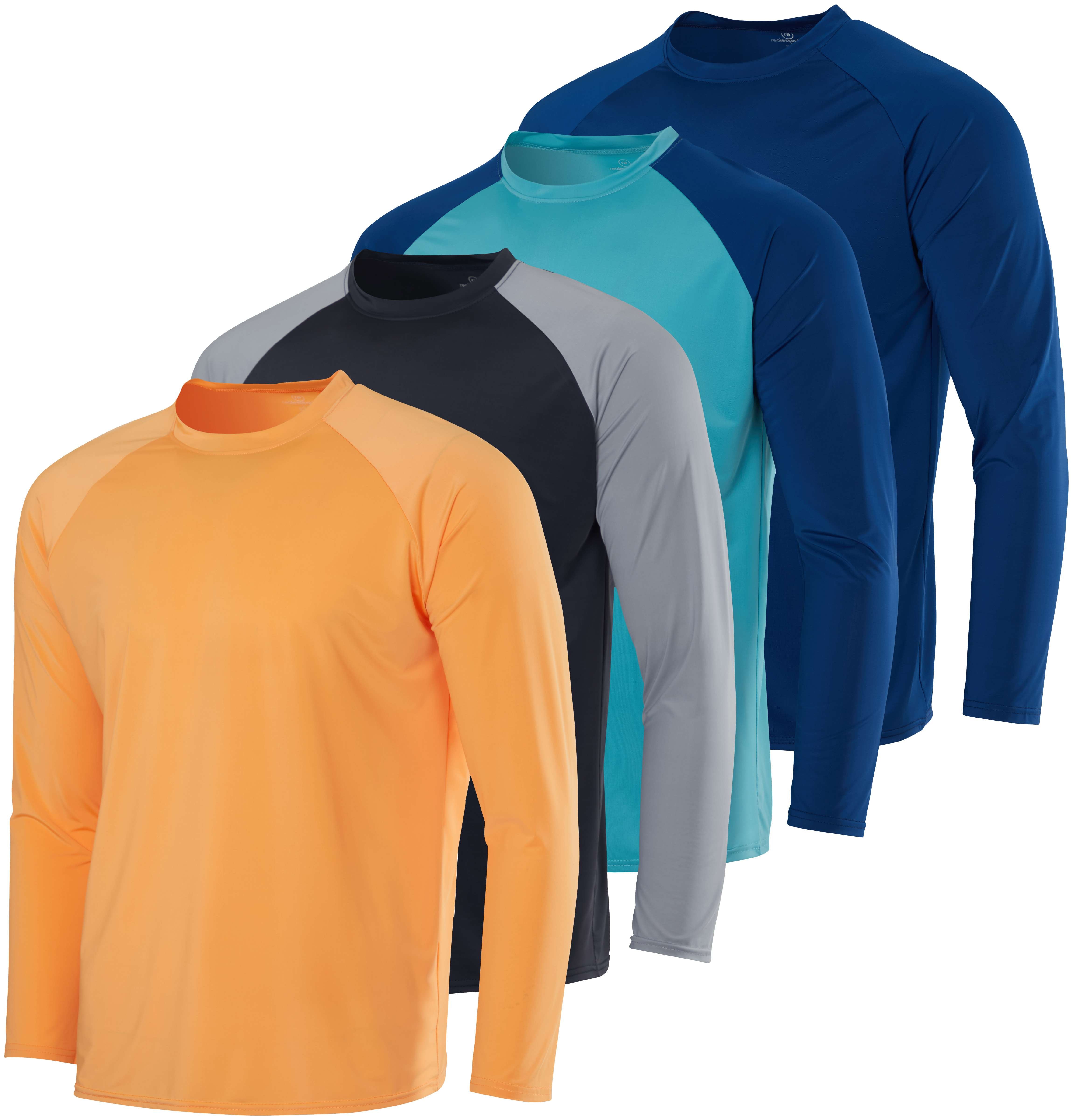 Real Essentials 4 Pack: Boys' Rash Guard Long Sleeve Swim Shirt UV Sun Protection Fishing & Swimwear Tops for Kids