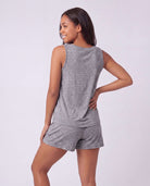 Real Essentials 3 Pack Women's Pajama Sets 3 Piece Crew Tee Tank Top Sleep Shorts Sleepwear - Grey Heather