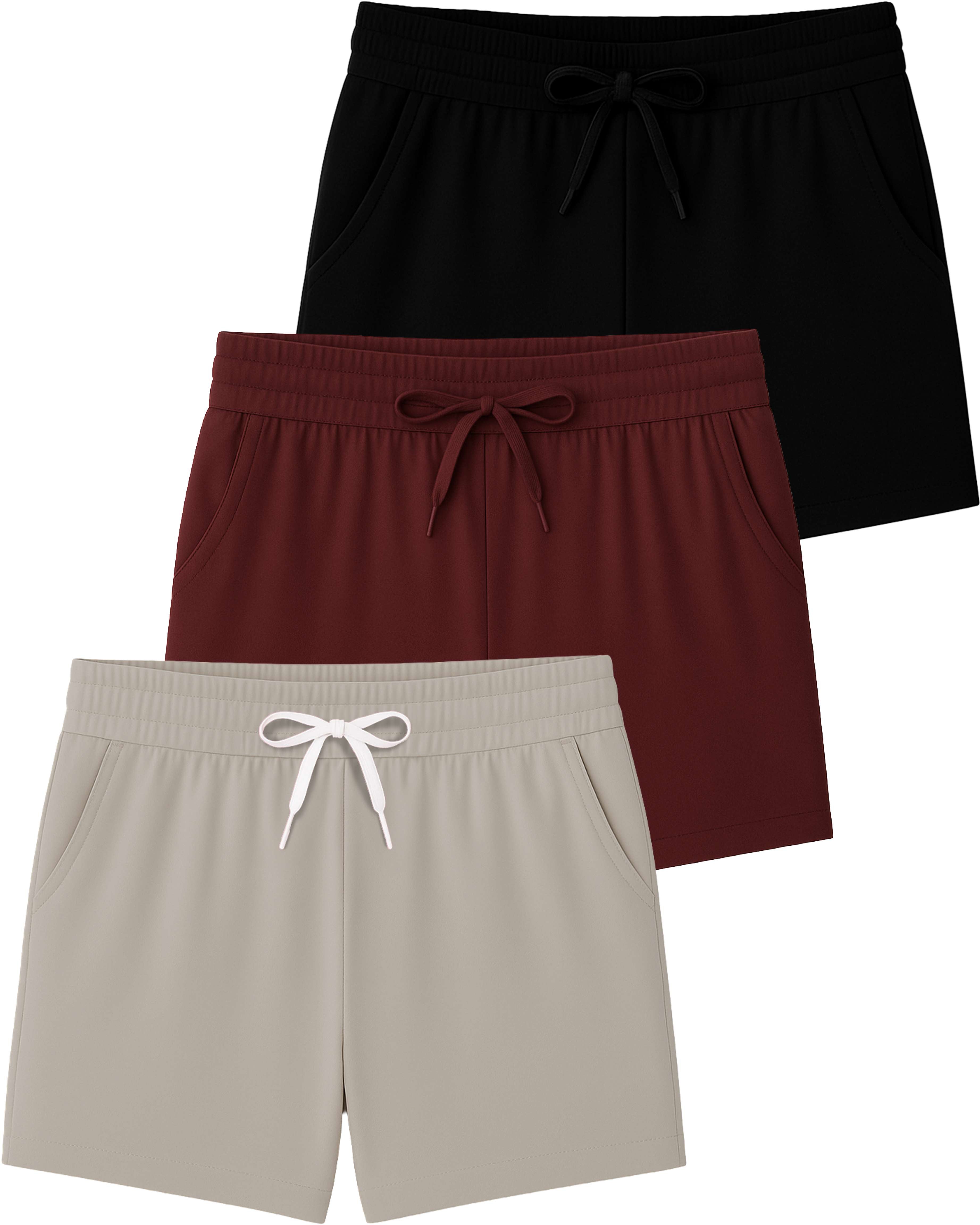 3 Pack: Girls' Lounge Comfy Shorts with Drawstring