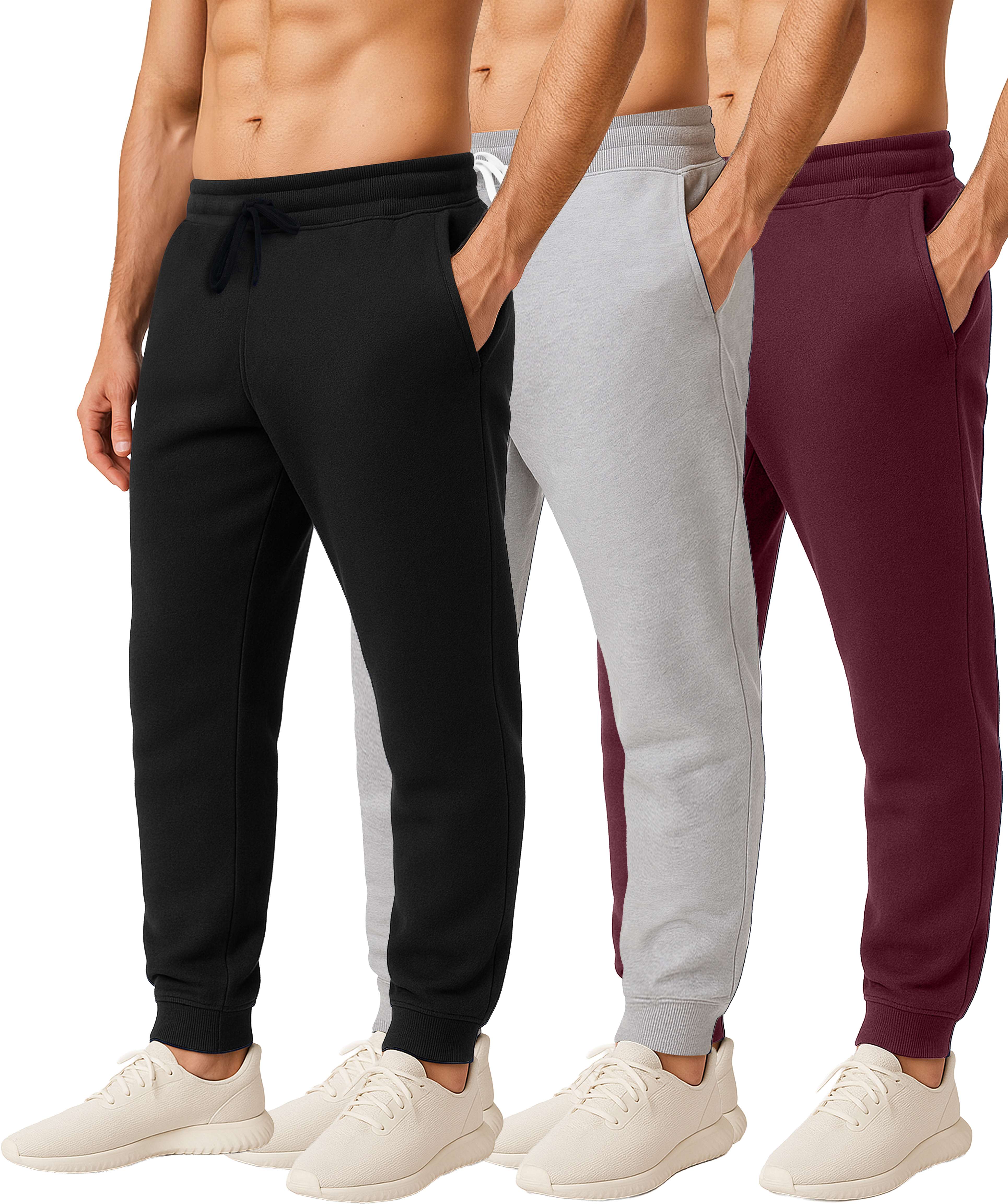 3 Pack: Mens Fleece Jogger Sweatpants