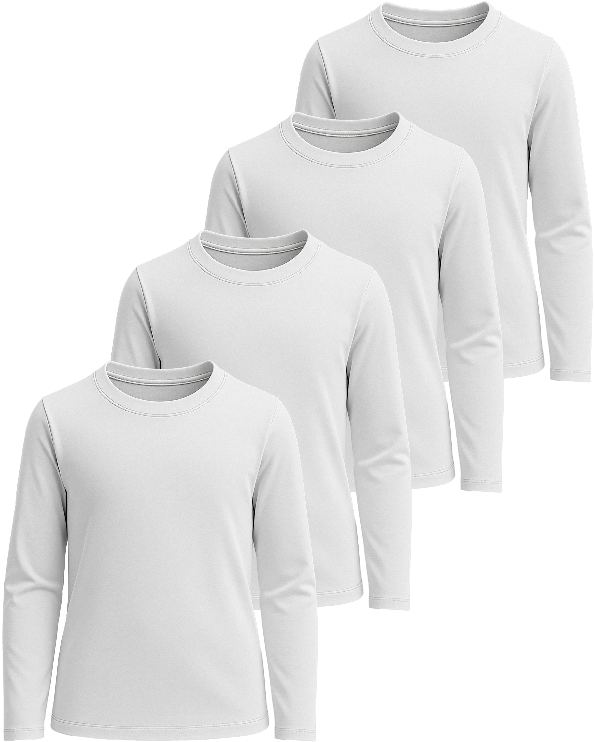 4 Pack: Girls Cotton Long Sleeve T Shirts Teens Tops Athletic Tee Plain Basic Multipack Youth Kids