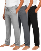 Real Essentials 3 Pack Boys' Pajama Sweatpants Joggers Open Bottom Kids Teens PJs Sweats - Set 3