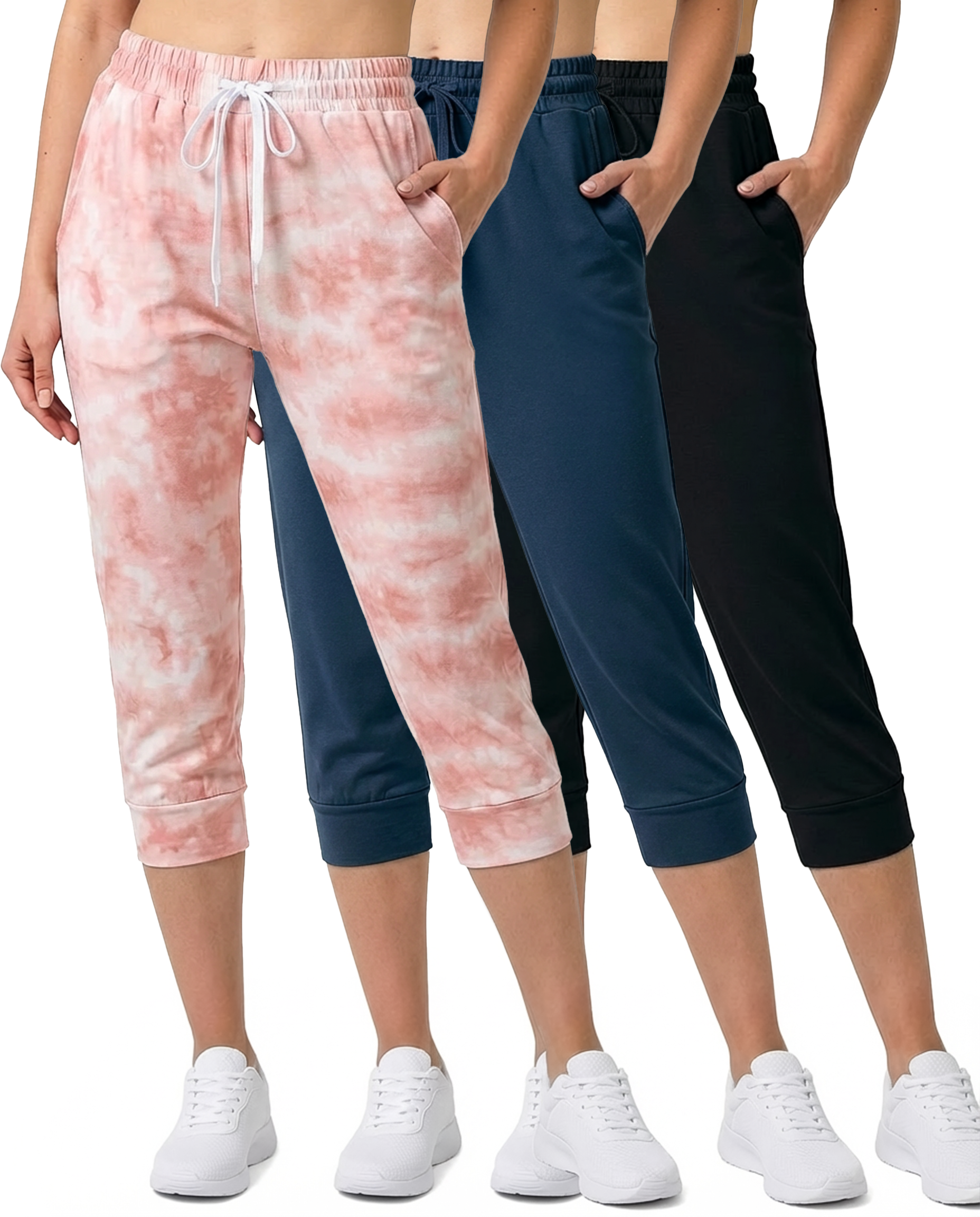 3 Pack: Women's Capri Joggers (Available in Plus Size)