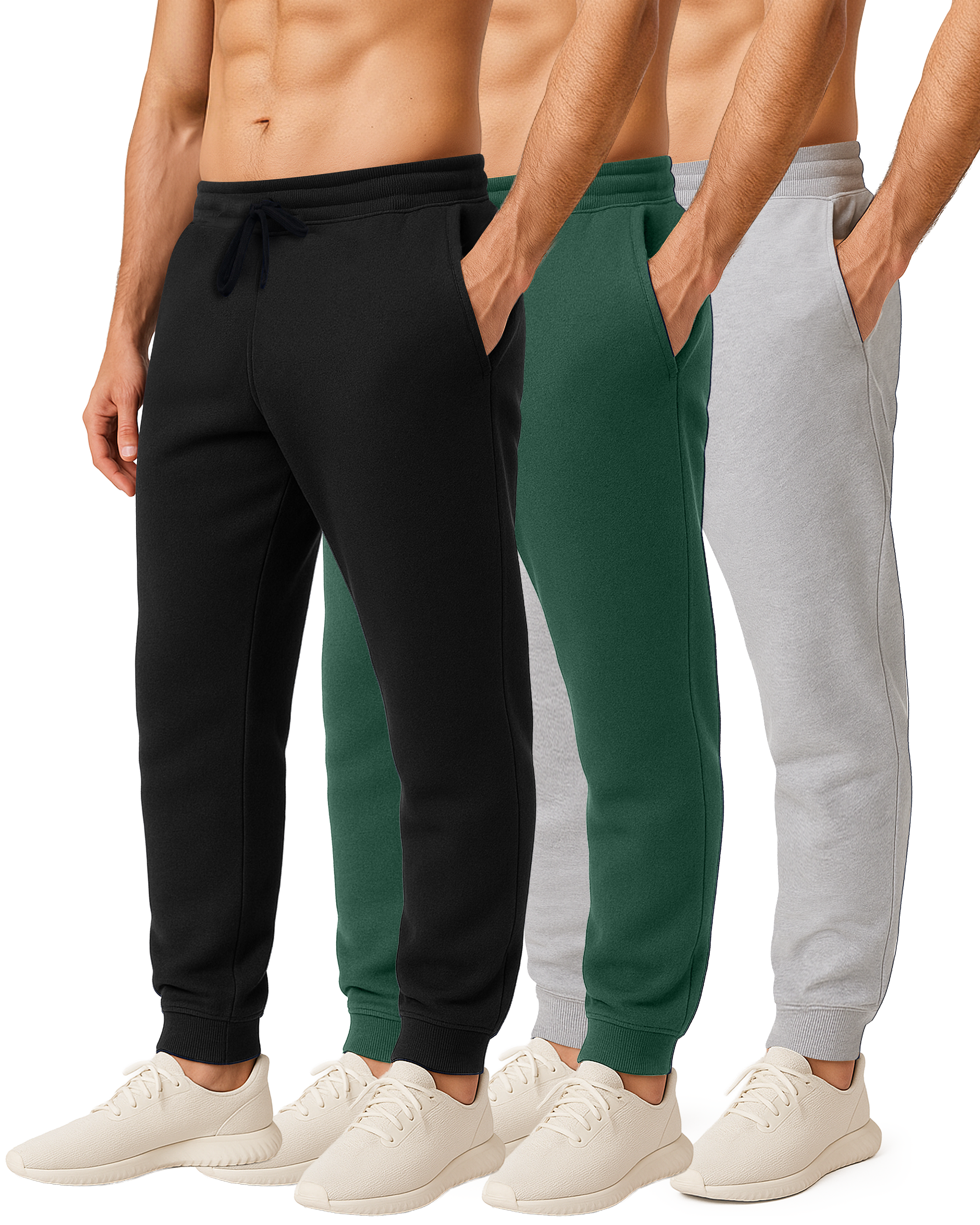3 Pack: Mens Fleece Jogger Sweatpants