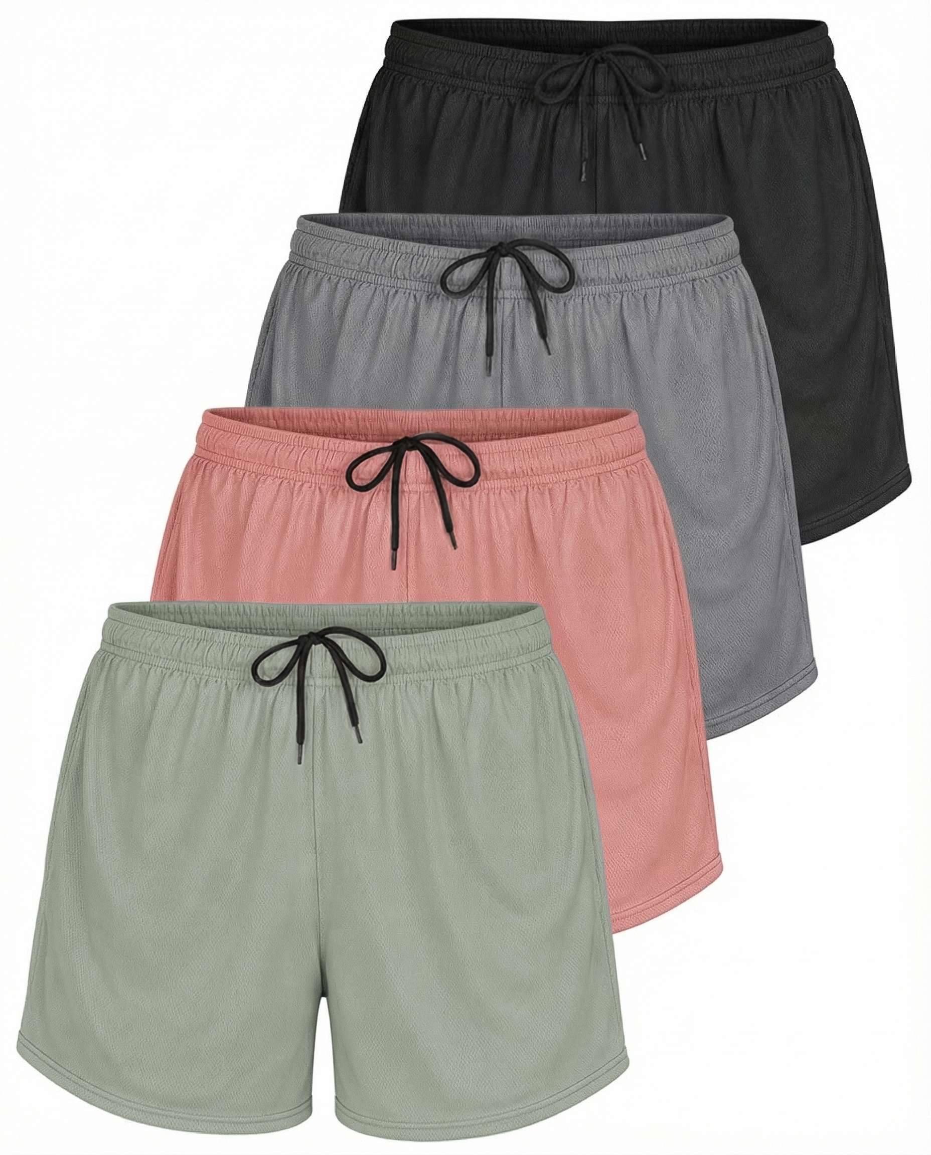 4 Pack: Womens Active Mesh Shorts