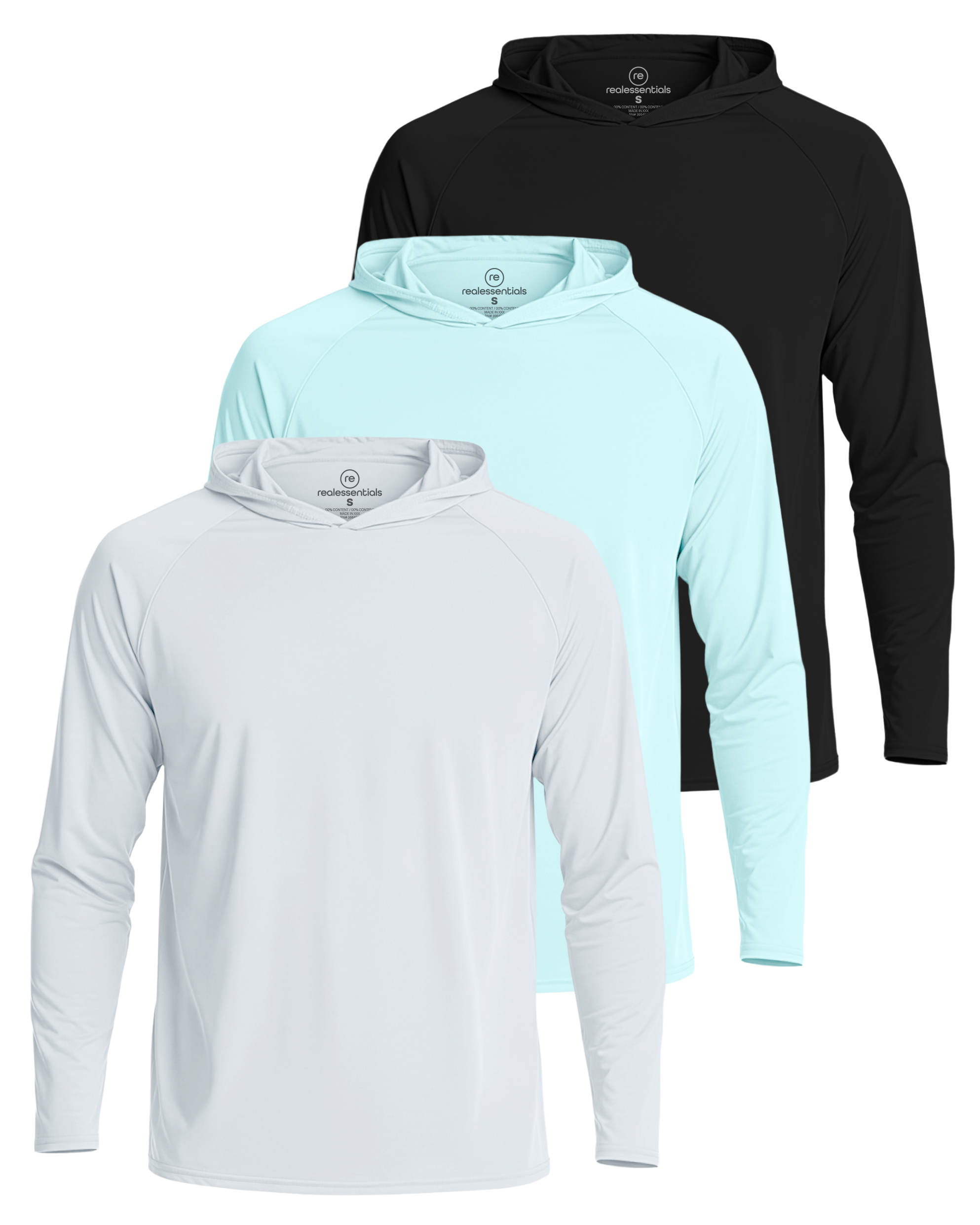 3 Pack: Men's Rash Guard Hoodie (Available In Big & Tall)