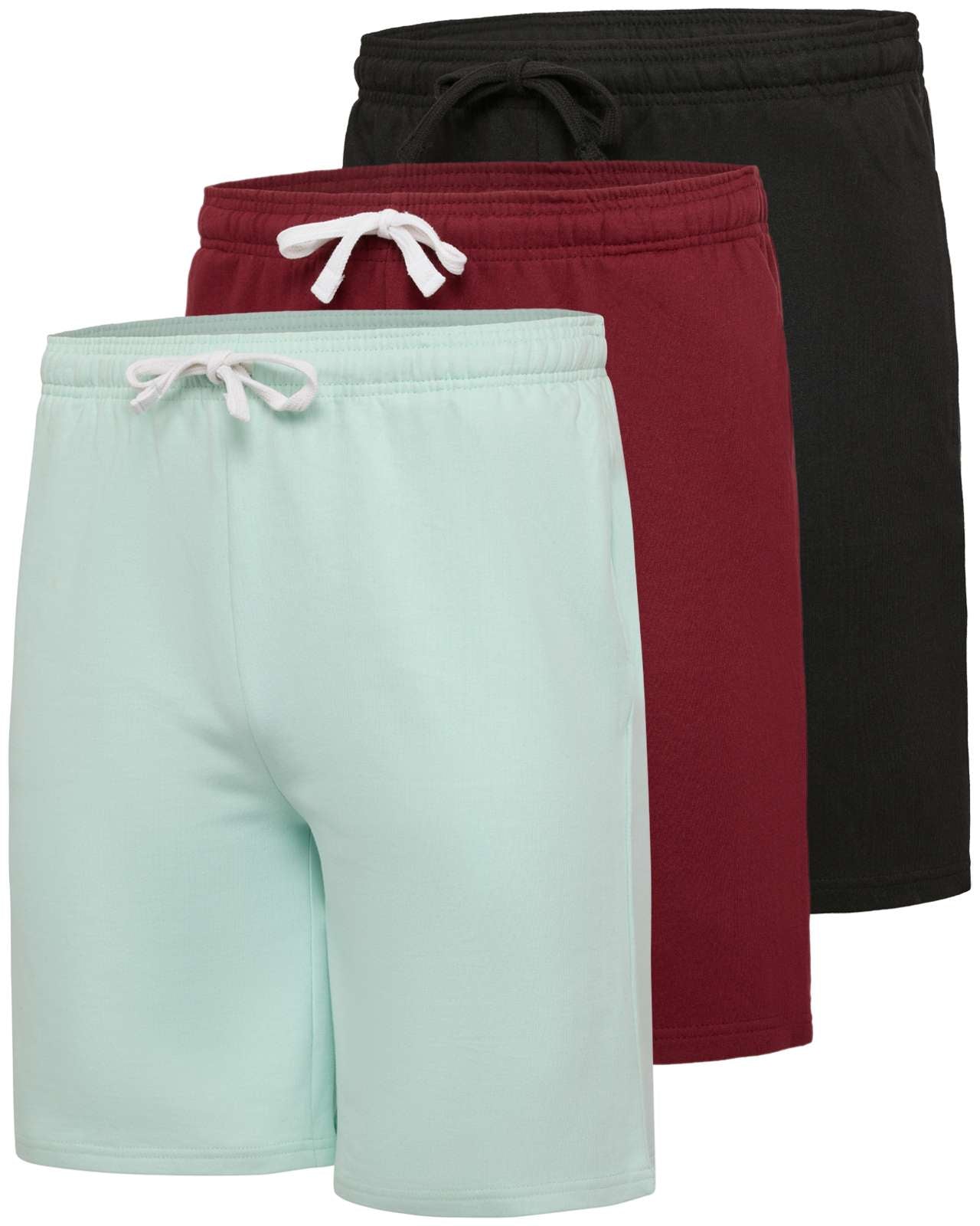 Real Essentials 3 Pack: Men’s 9" Cotton Fleece Sweat Short – Casual Gym, Lounge & Sleep Shorts with Pockets