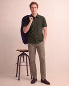 Real Essentials 3 Pack Men's Cotton Short Sleeve Button Down Casual Work Shirt Button Up - Solid Black, Solid Olive Night, Solid Ballad Blue