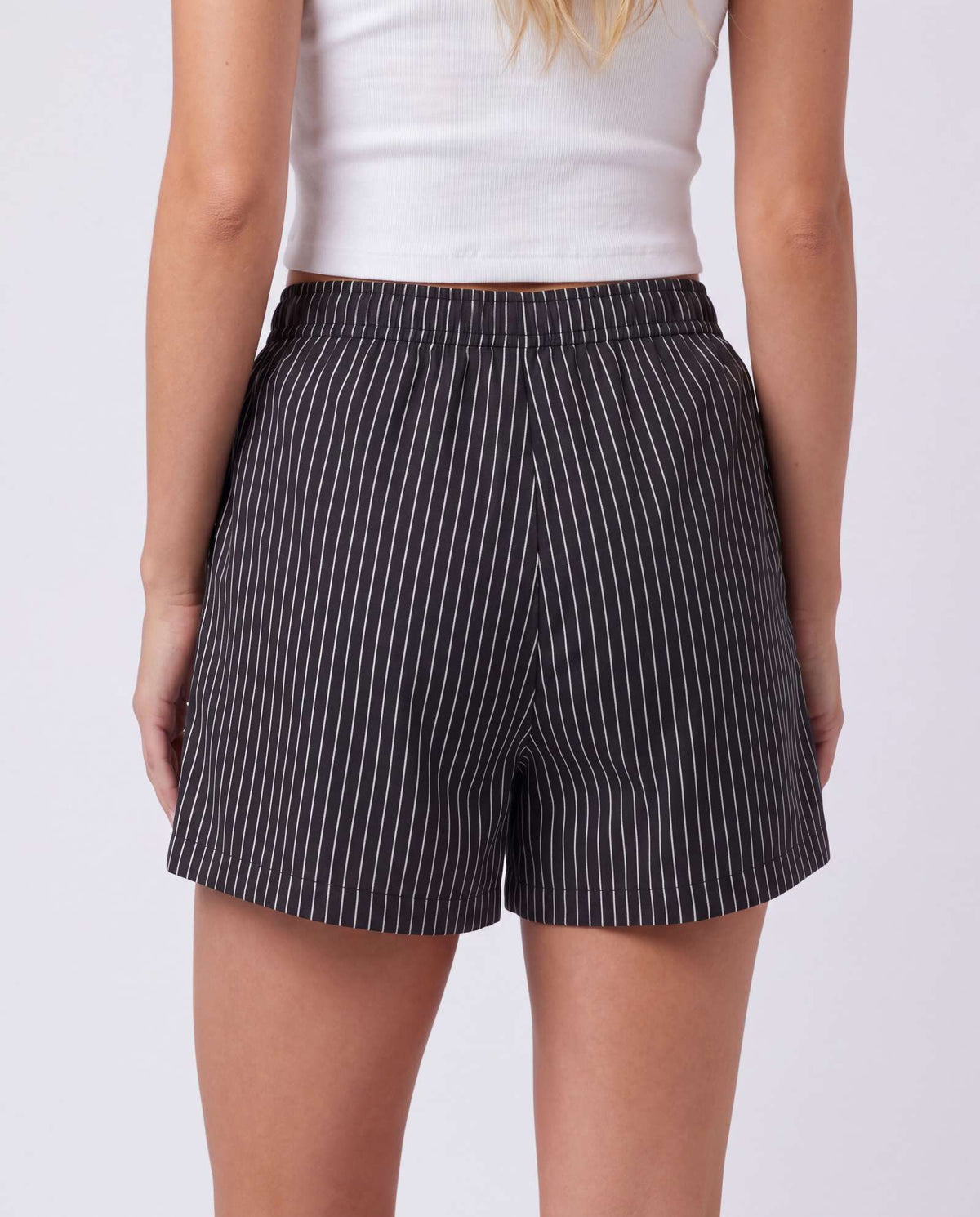 Real Essentials 3 Pack Women's Cotton Pajama Shorts Boxer Lounge Sleepwear PJs with Pockets - Charcoal Art Stripe, Moonlight Mauve Stripe, Transparent Yellow Stripe
