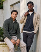 Real Essentials 2 Pack Mens Fleece Sweatshirt Sweater Half Zip Pullover Long Sleeve Casual - Solid Navy Blazer, Charcoal Heather