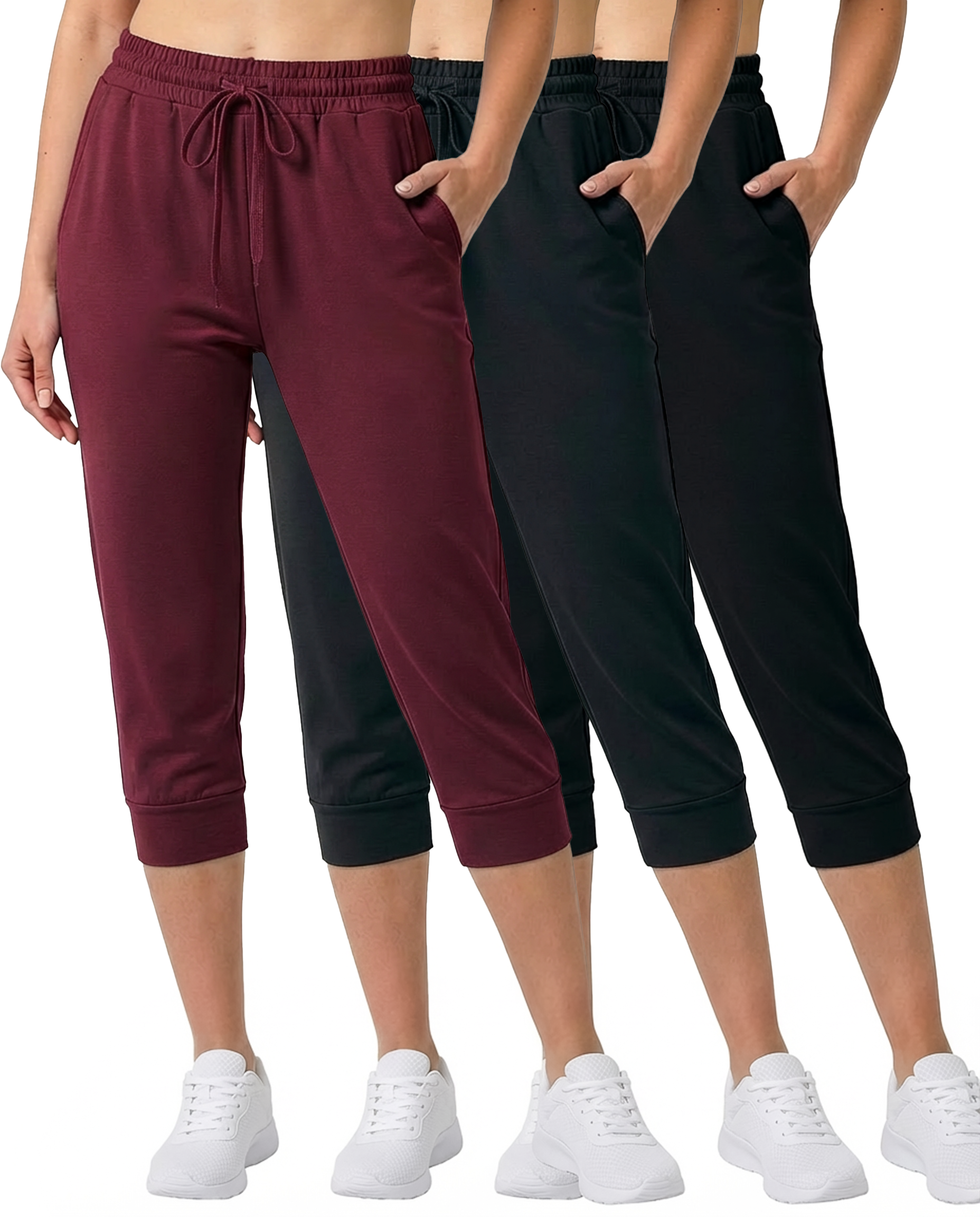 3 Pack: Women's Capri Joggers (Available in Plus Size)
