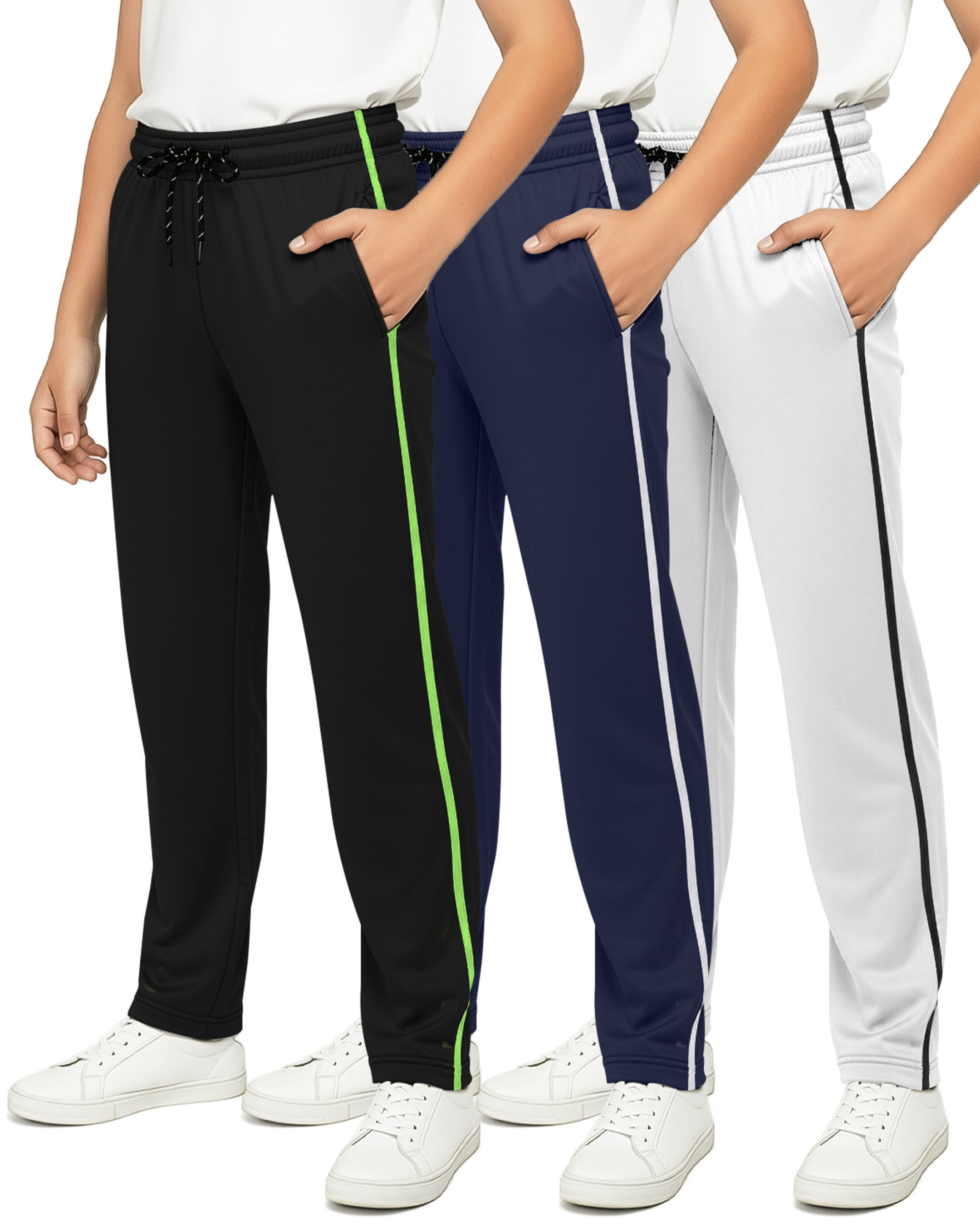 3 Pack: Boys Mesh Open Bottom Active Sweatpants