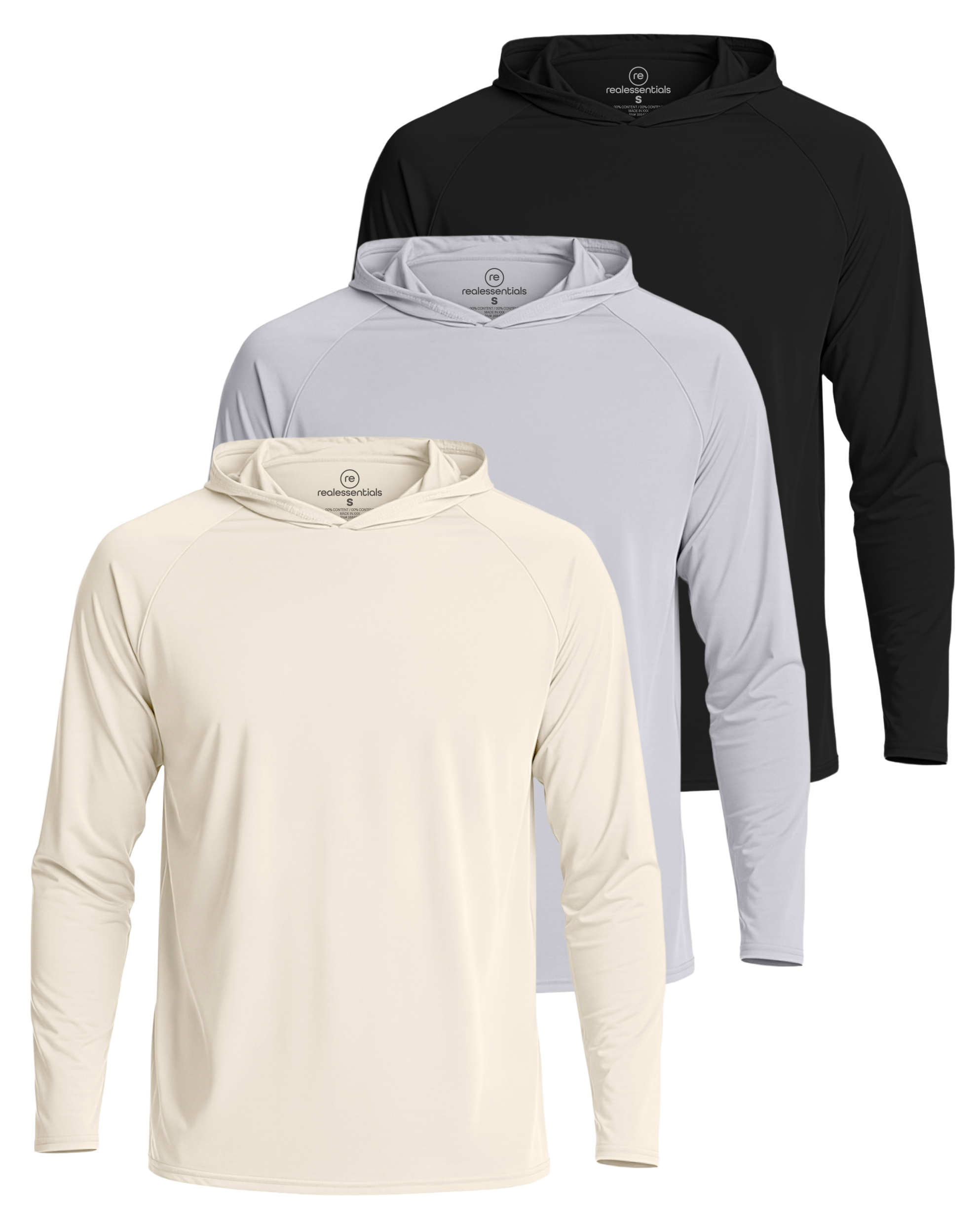 3 Pack: Men's Rash Guard Hoodie (Available In Big & Tall)