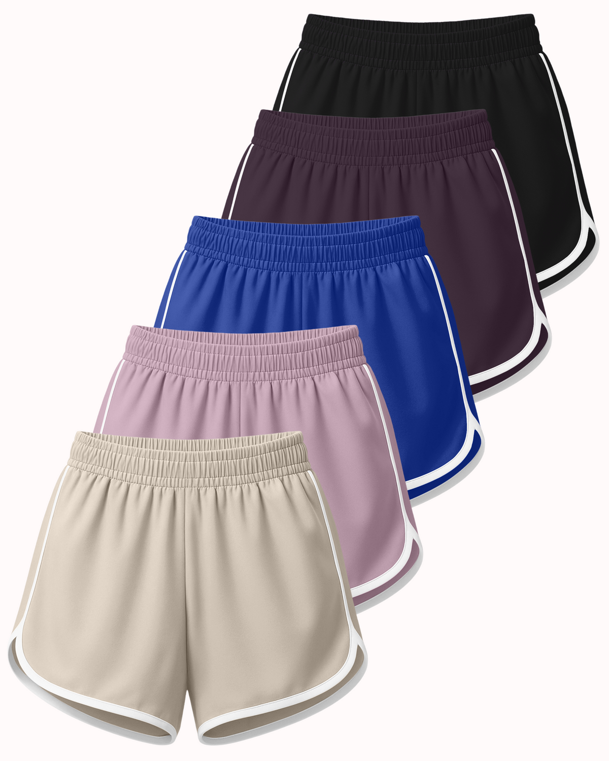 Real Essentials 5 Pack Women's Dry Fit Dolphin Shorts Athletic Running Workout Gym Hiking - Set 4