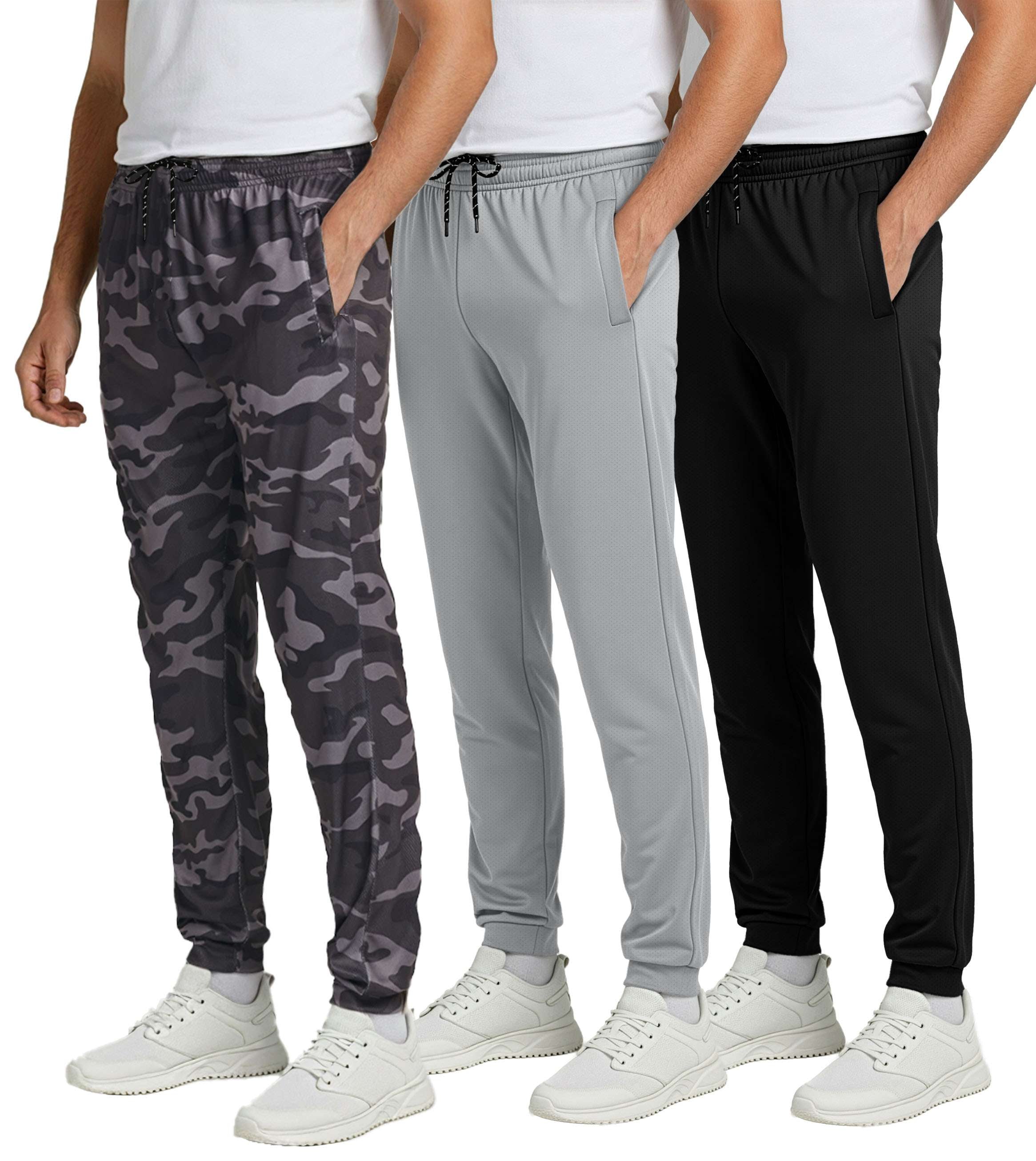 3 Pack: Mens Mesh Active Jogger Sweatpants
