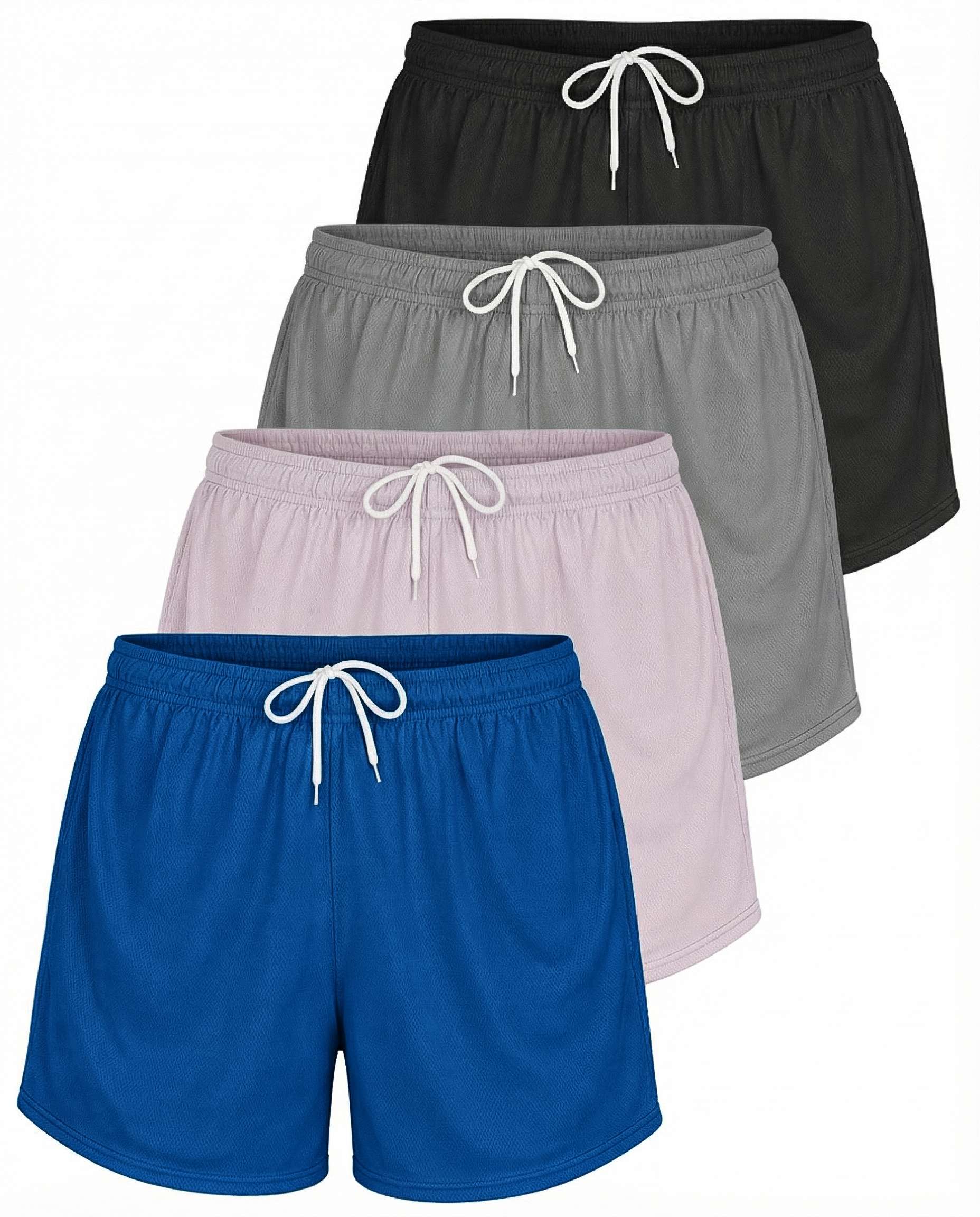 4 Pack: Womens Active Mesh Shorts