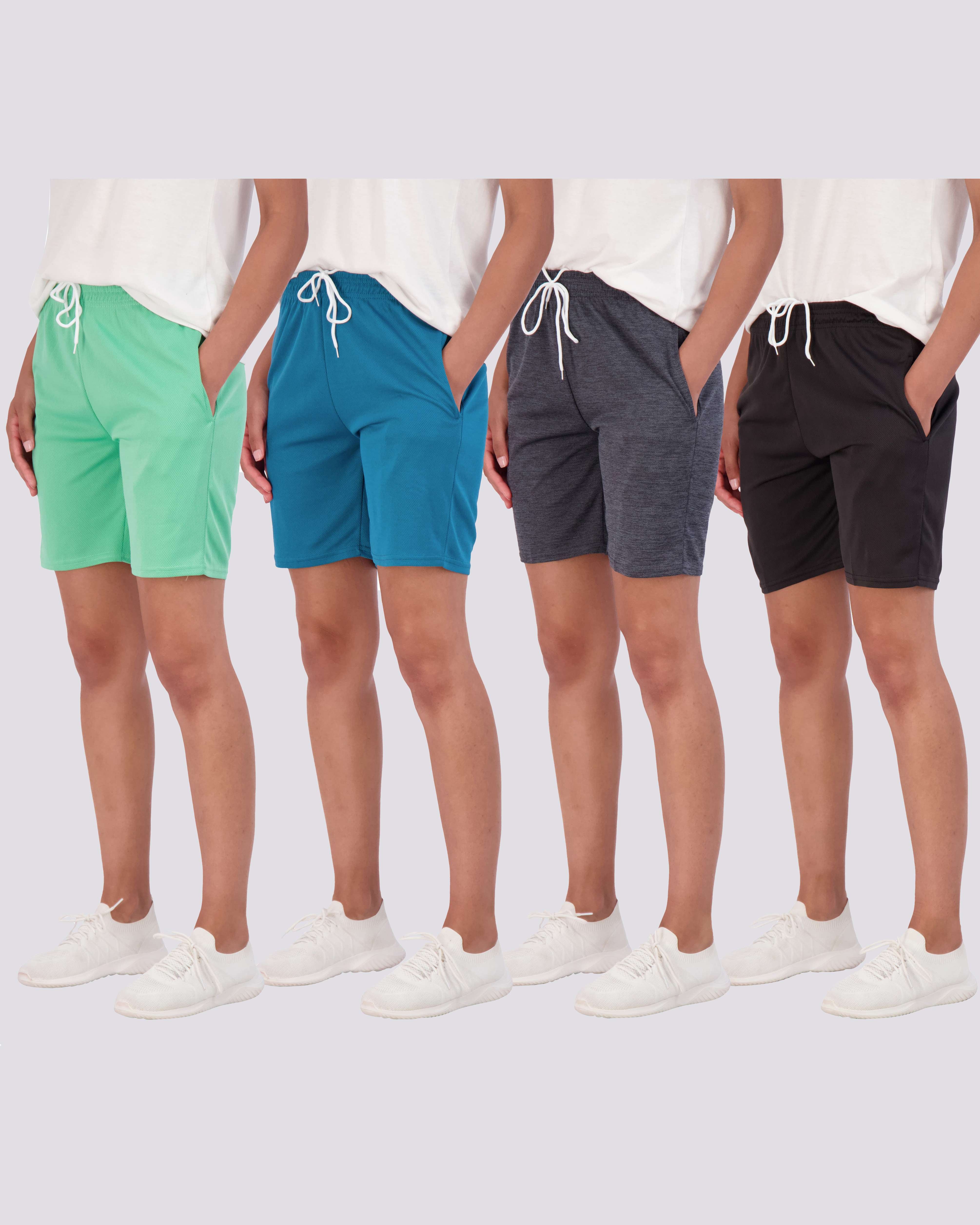4 Pack: Women's 7" Mesh Quick-Dry Bermuda Shorts