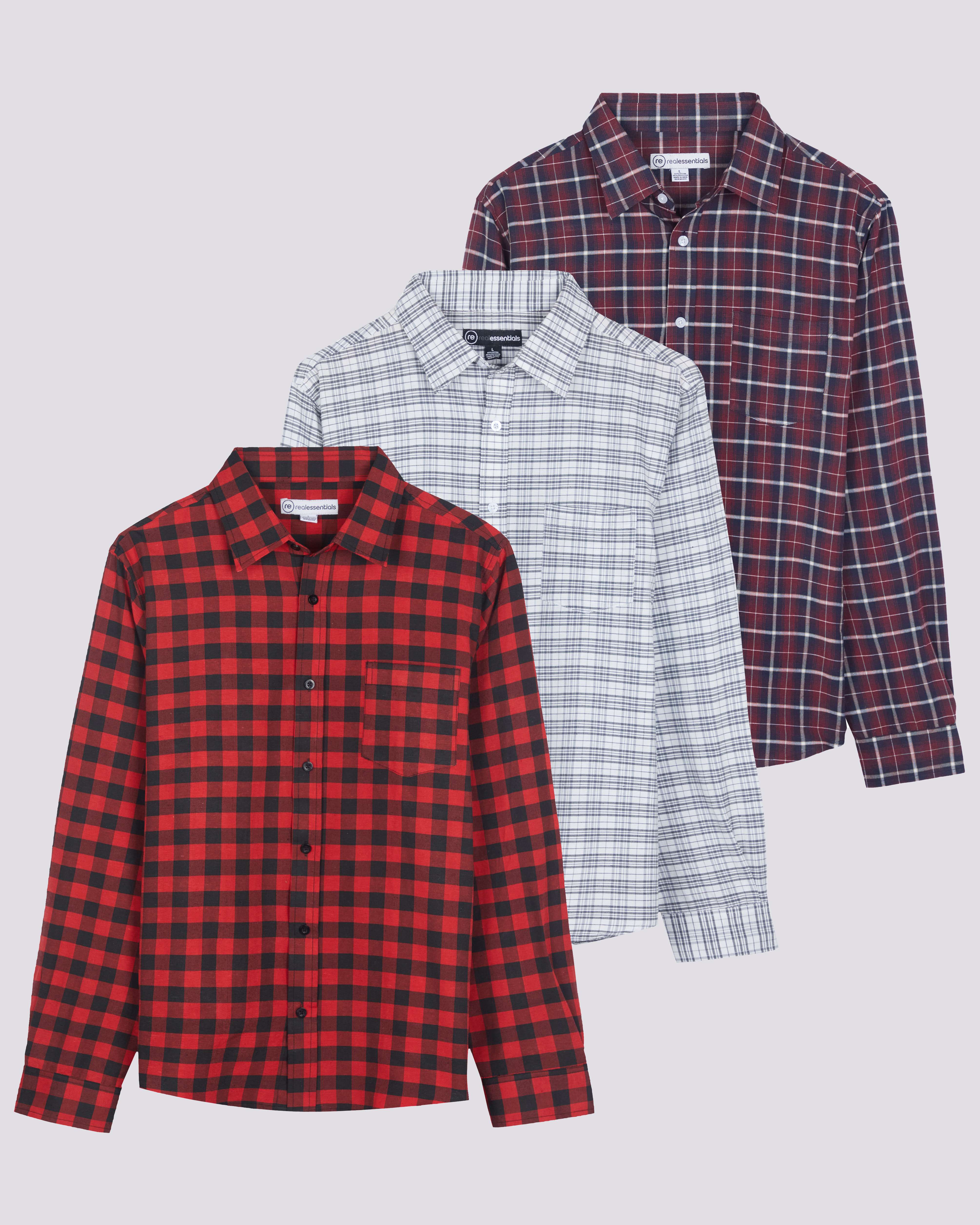 3 Pack: Men's Regular-Fit Long Sleeve Poplin Shirt (Available in Big & Tall)