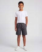 Real Essentials 3 Pack Boys' Fleece Shorts Athletic Gym Kids Teens Pajama Sleep Pockets - Solid Black, Charcoal Heather, Solid Elemental Blue