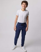 Real Essentials 3 Pack Boys' Cotton Cargo Fleece Joggers Sweatpants Pockets Athletic Kids - Set 3
