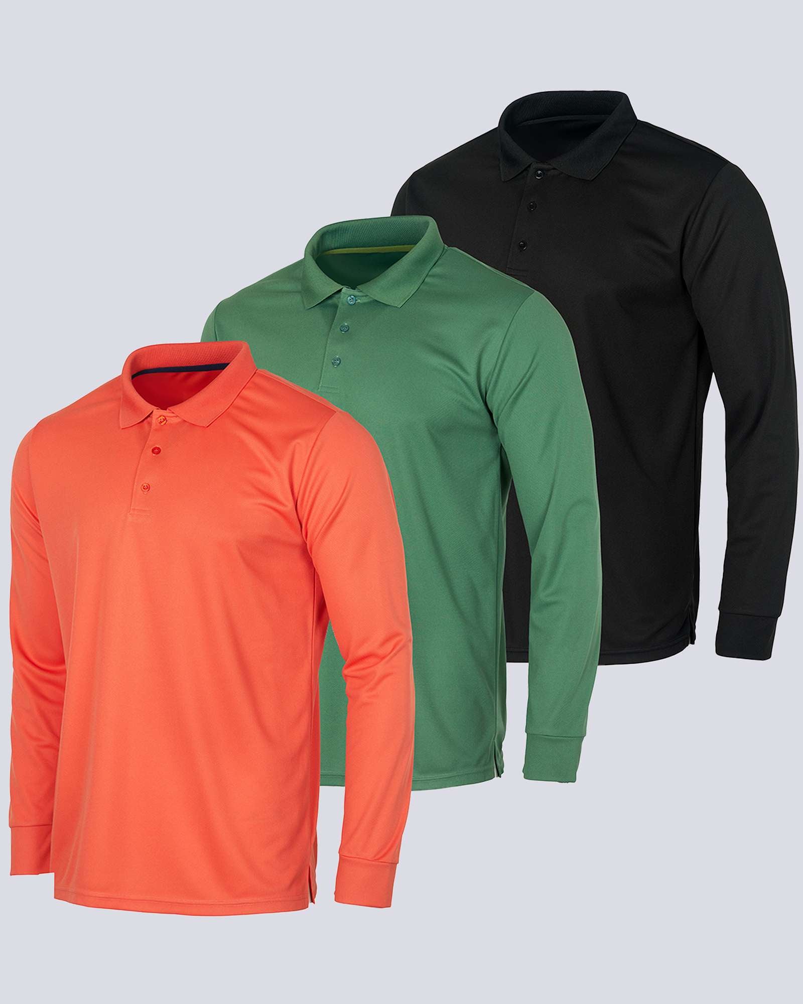 3 Pack: Mens Active Performance Polo Shirt