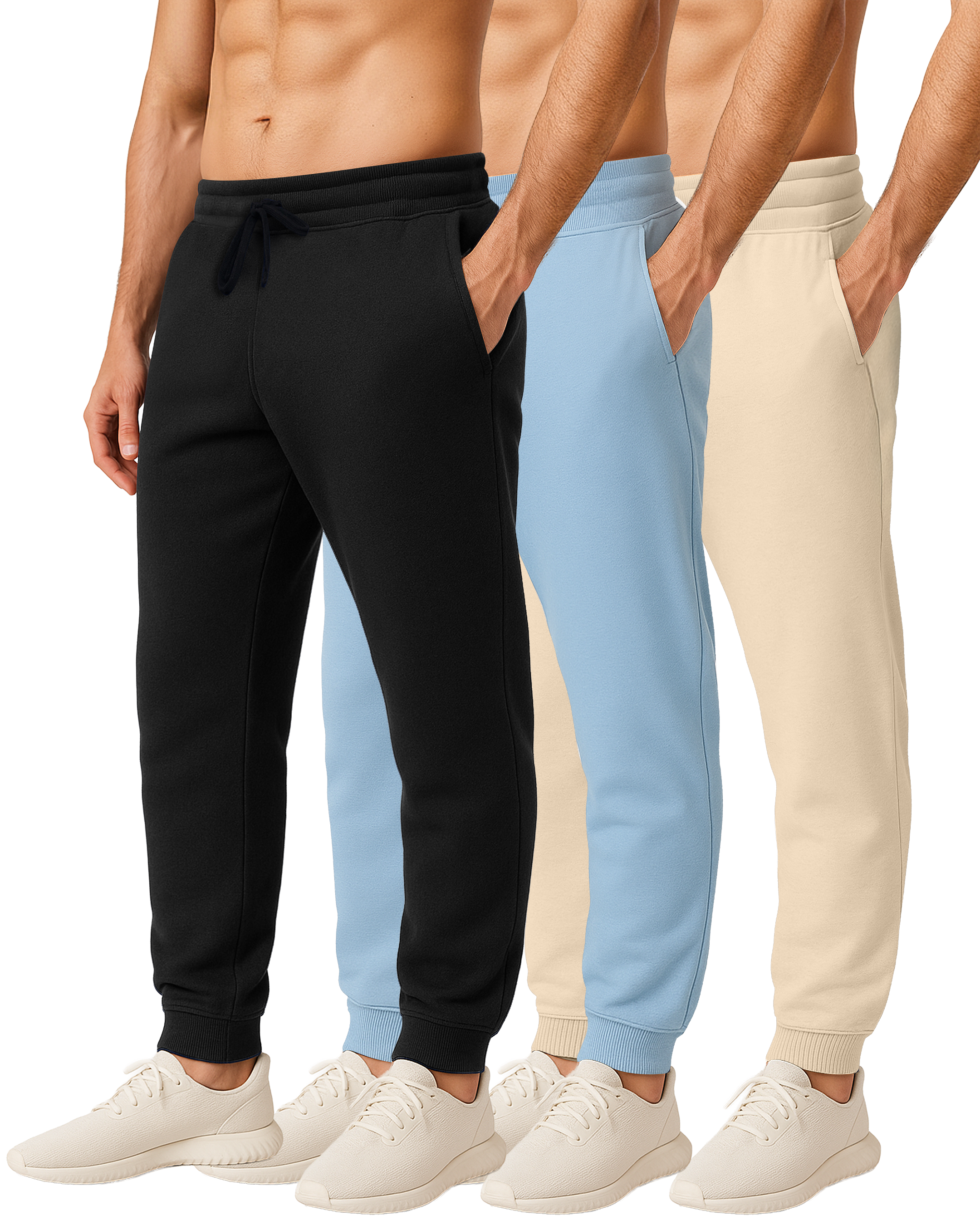 3 Pack: Mens Fleece Jogger Sweatpants