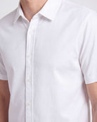 Real Essentials 3 Pack Men's Cotton Short Sleeve Button Down Casual Work Shirt Button Up - SOLID BRIGHT WHITE