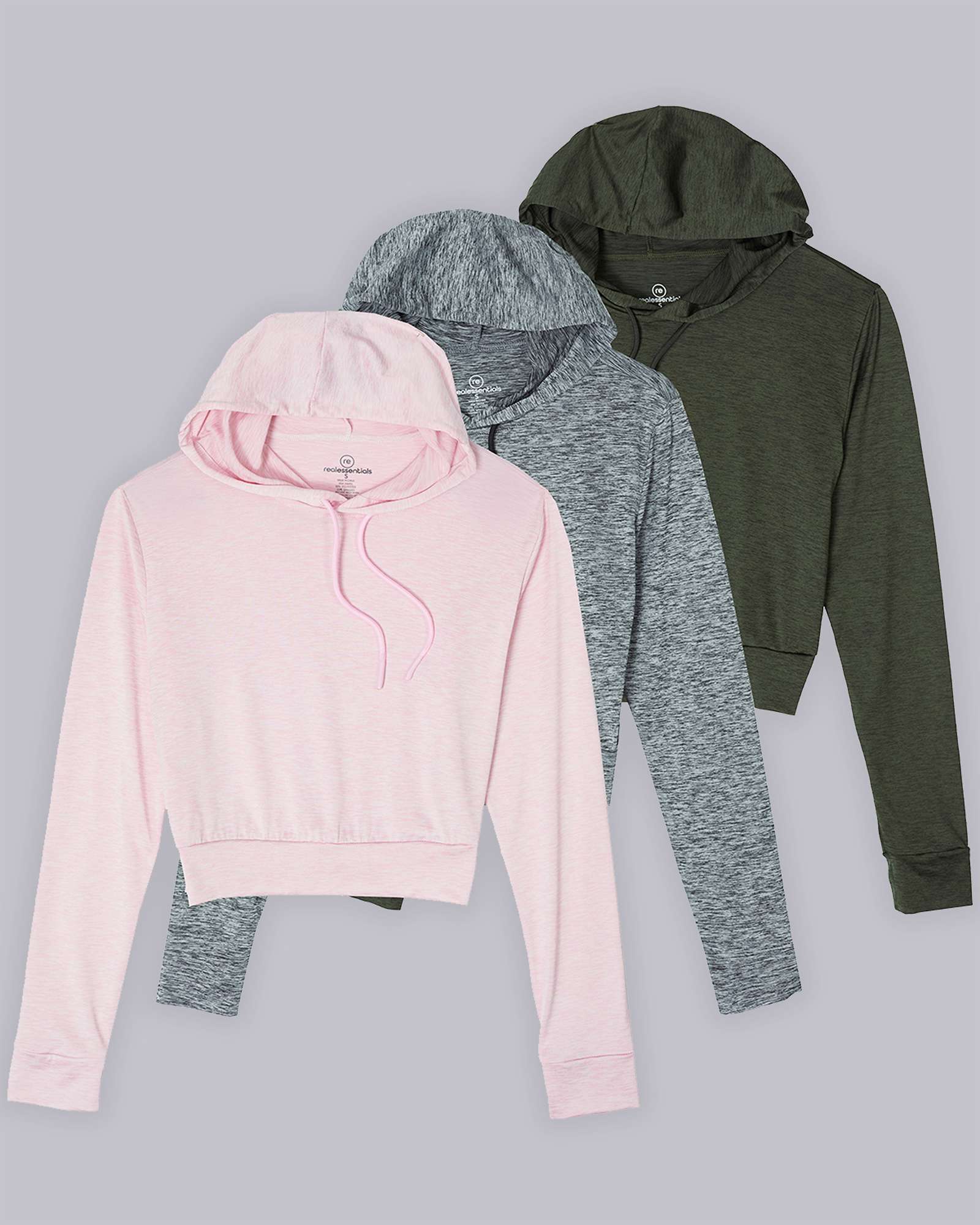 3 Pack: Women's Long Sleeve Cropped Hoodie