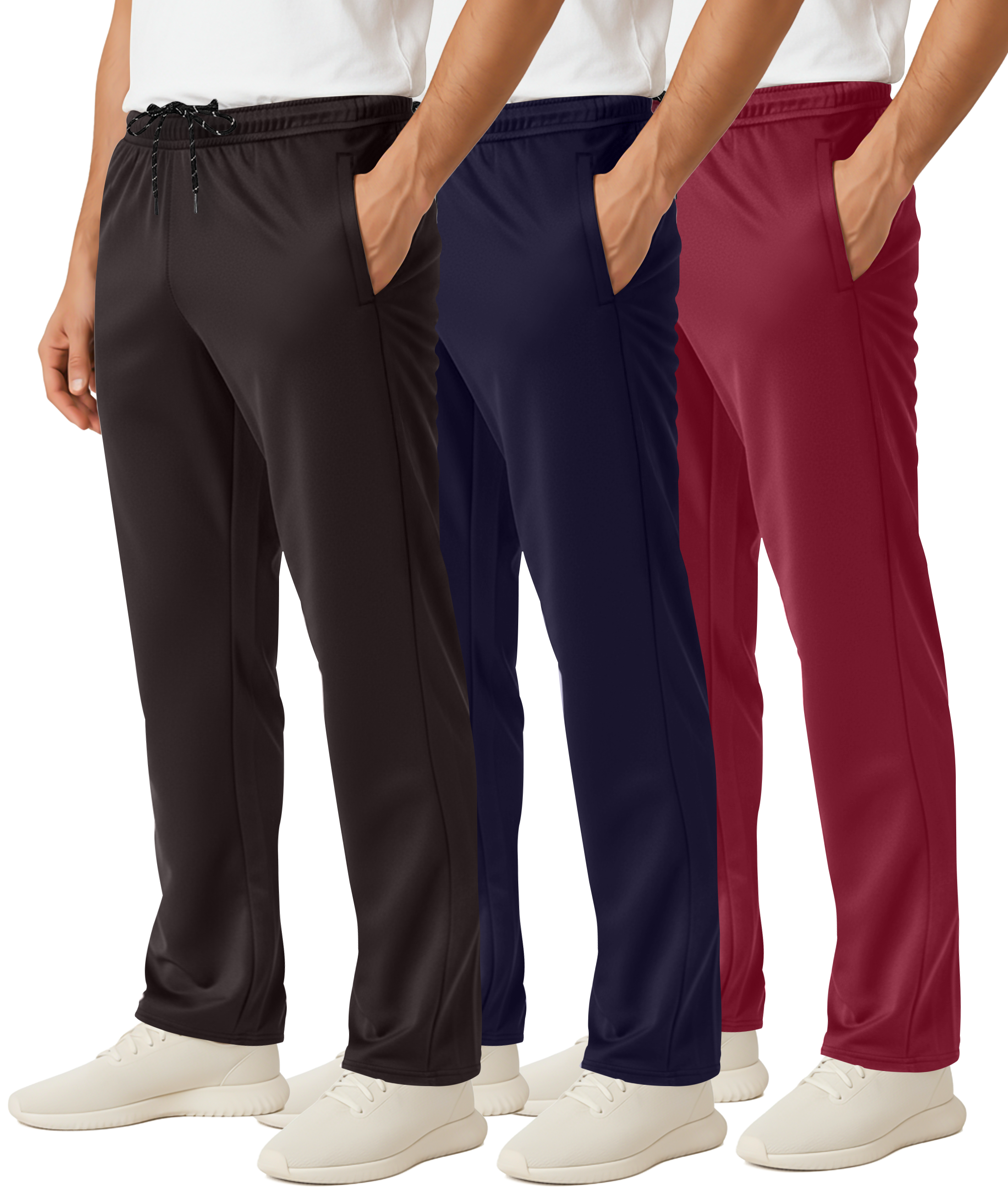 3 Pack: Mens Mesh Active Open Bottom Sweatpants