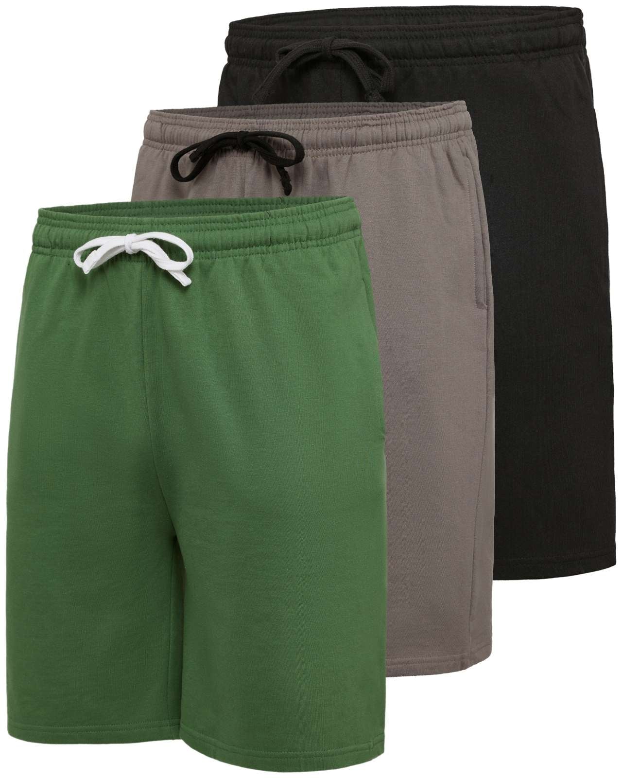 Real Essentials 3 Pack: Men’s 9" Cotton Fleece Sweat Short – Casual Gym, Lounge & Sleep Shorts with Pockets