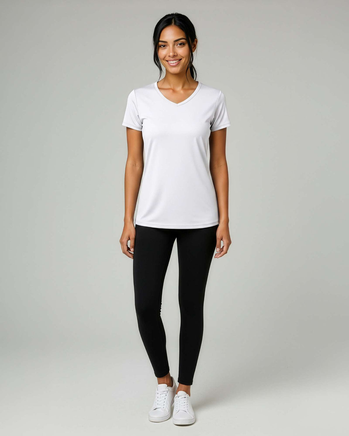 Real Essentials 5 Pack Womens Dry Fit V Neck Workout Tops Athletic T Shirts Gym Yoga Tees - Set 19