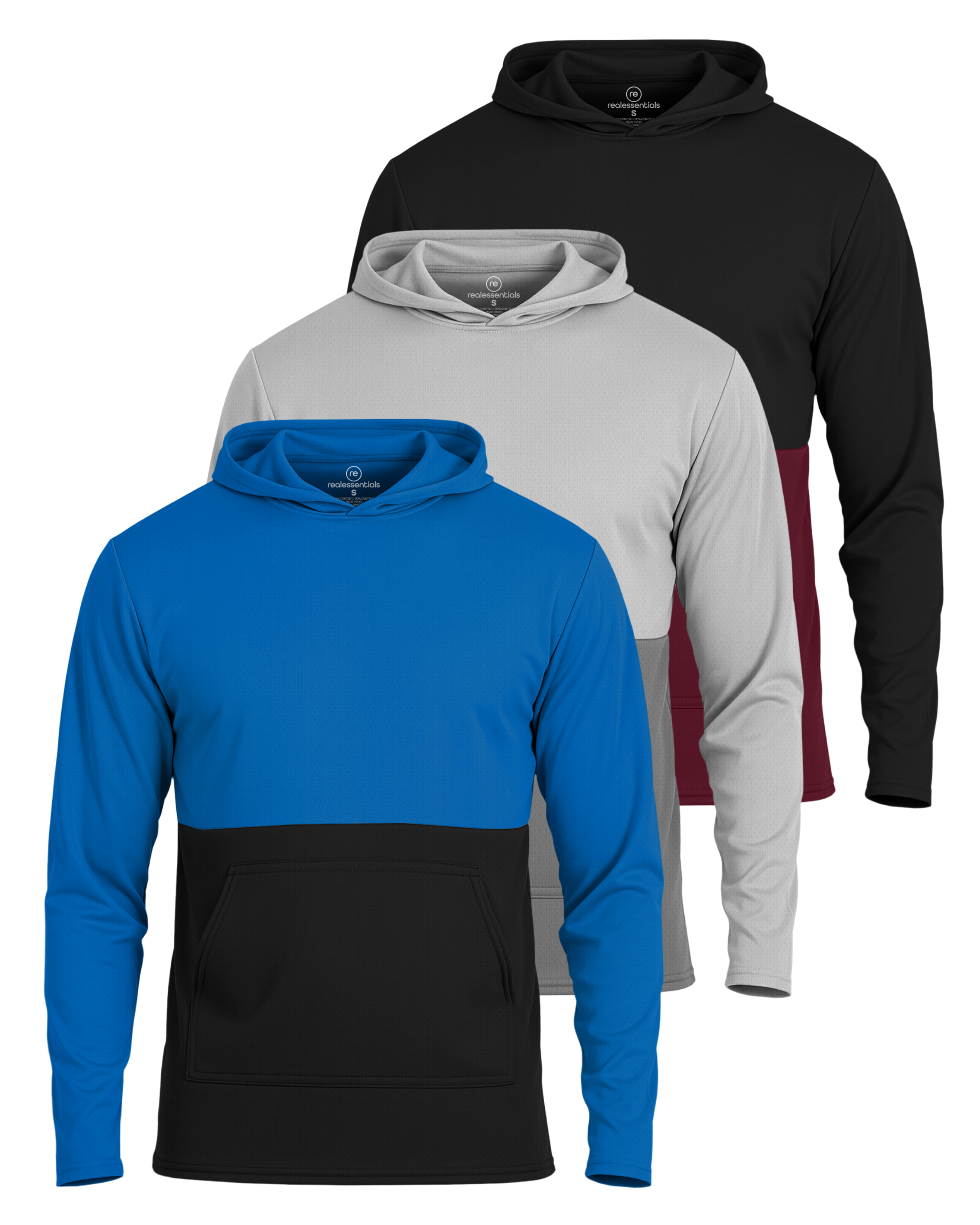 3 Pack: Mens Mesh Pullover Hoodie
