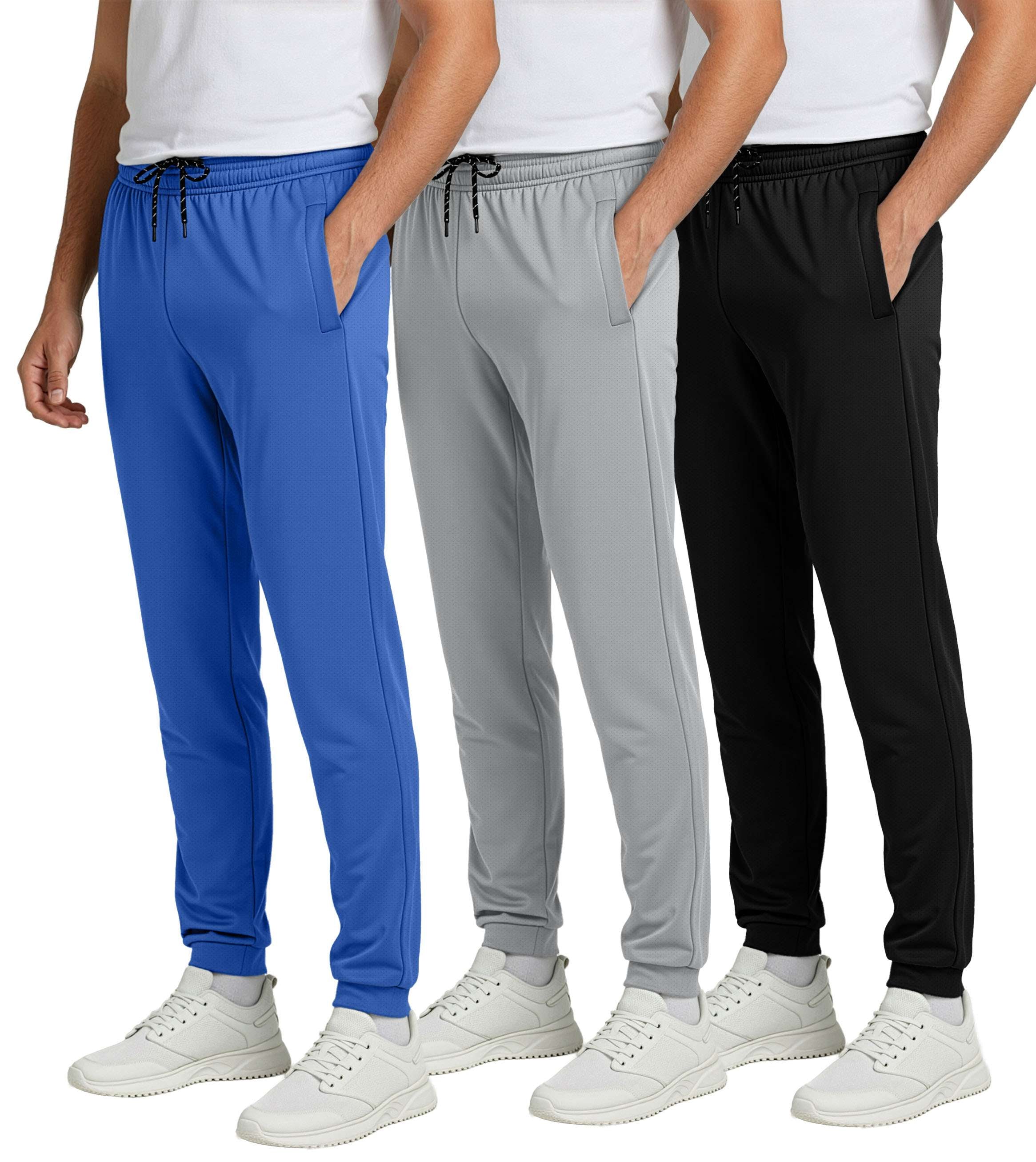 3 Pack: Mens Mesh Active Jogger Sweatpants