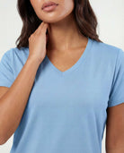Real Essentials 5 Pack Women's V Neck Tshirts Short Sleeve Dry Fit Workout Tops Tees Shirts - Solid Black, Charcoal, Navy Blazer, Clear Sky, Solid Moonlight Mauve