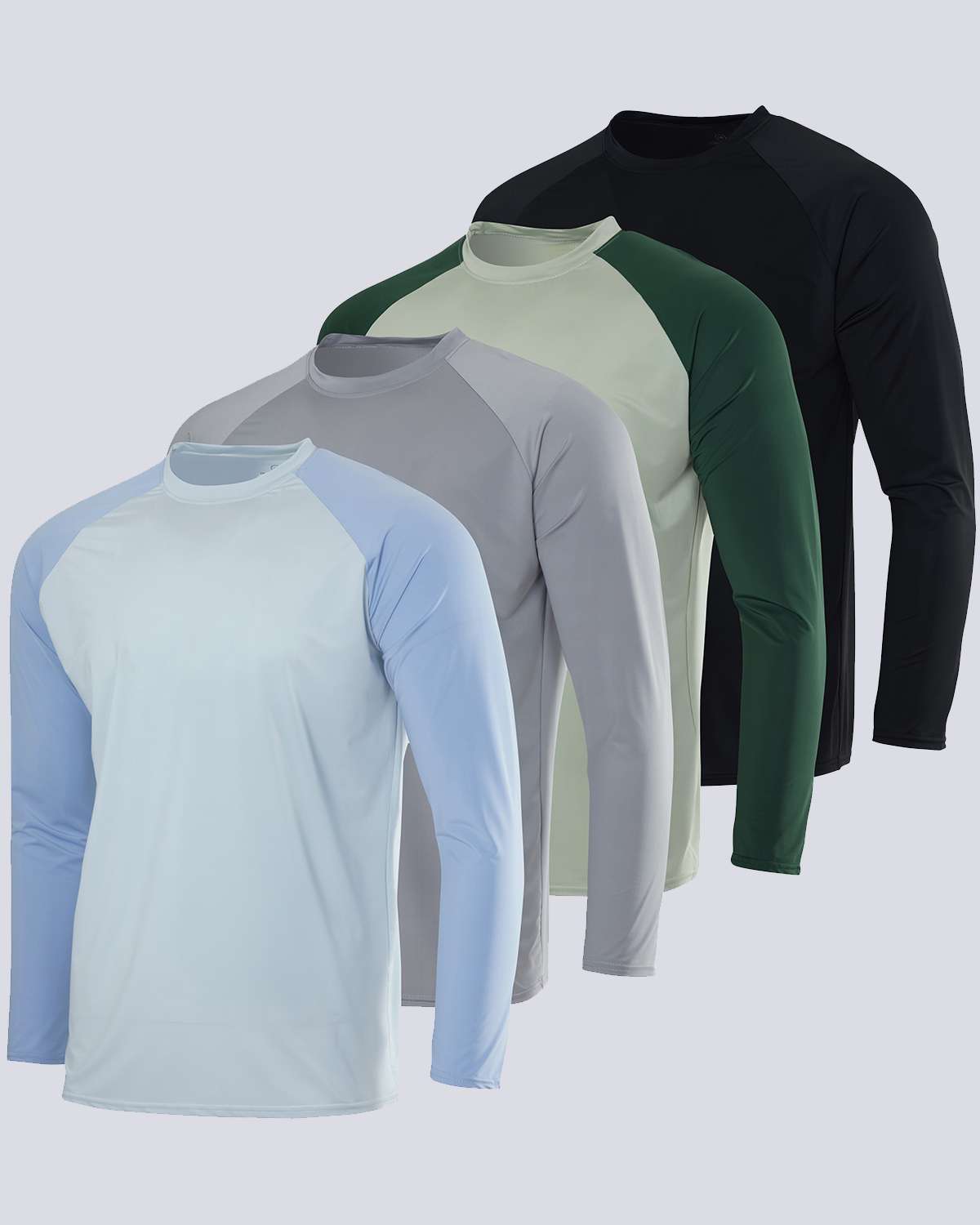 4 Pack: Men's Long Sleeve Rash Guard Shirt (Available In Big & Tall)