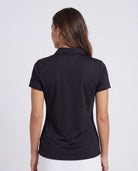Real Essentials 3 Pack Women's Dry Fit Golf Polo Shirts with Zipper Short Sleeve Collared - Solid Black, Solid Chocolate Torte, Solid Moonbeam
