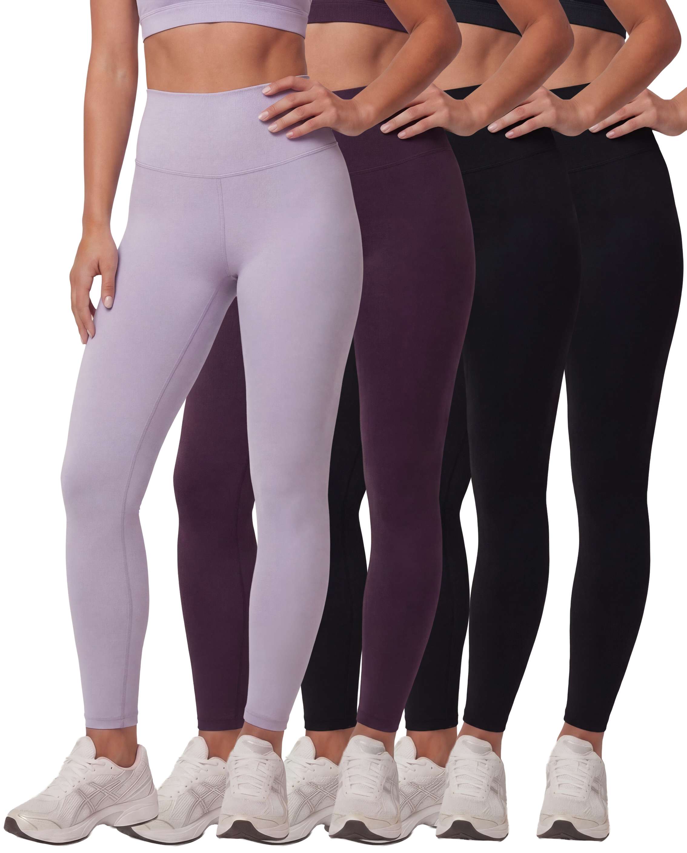 Real Essentials 4 Pack: Women's Workout Athletic Leggings Yoga Pants Tummy Control High Waisted Running Gym Pilates Soft