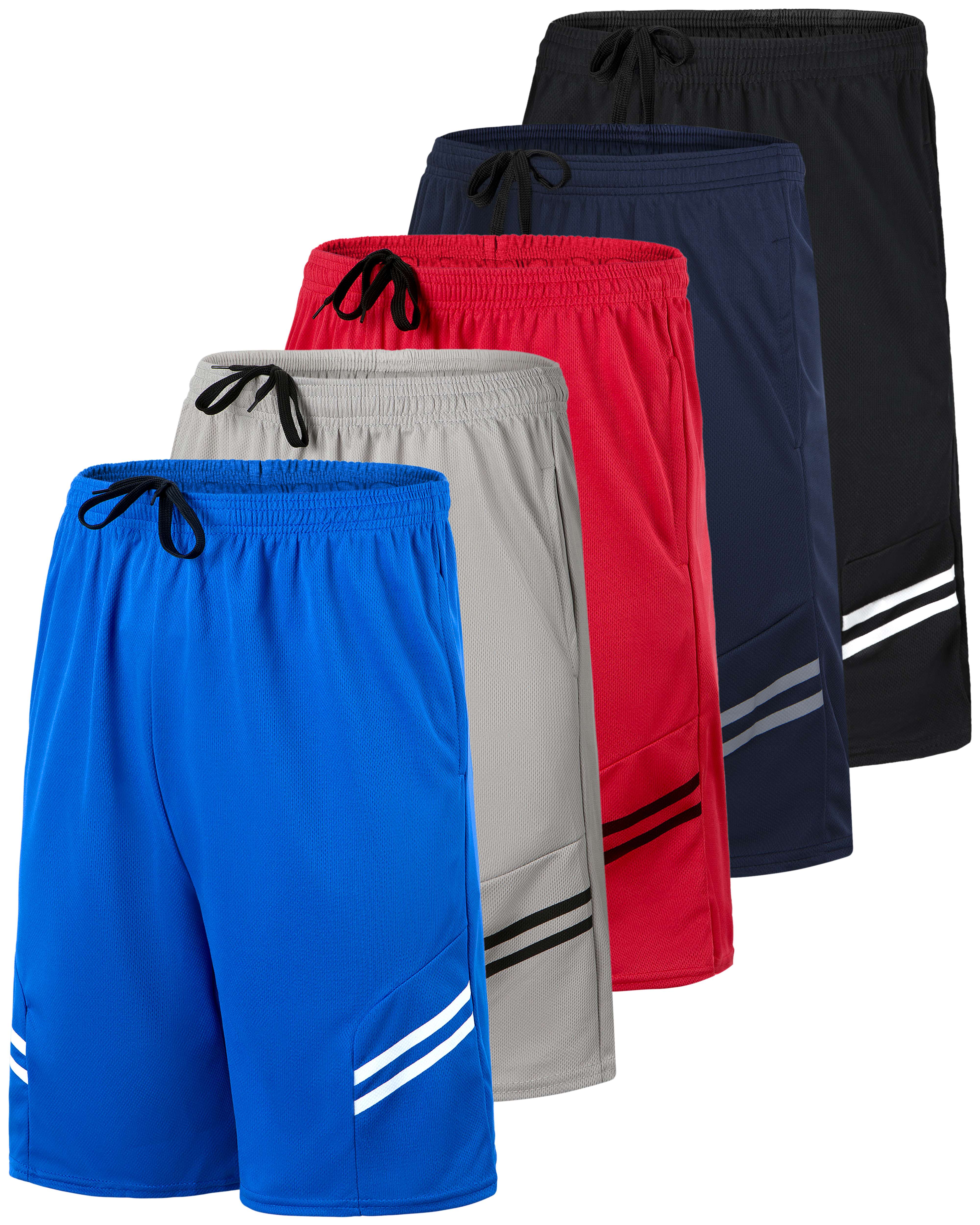 5 Pack: Men's Mesh Athletic Gym Shorts