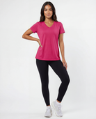 Real Essentials 5 Pack Women's V Neck Tshirts Short Sleeve Dry Fit Workout Tops Tees Shirts - Solid Black, Charcoal, Solid Bright White, Solid Raspberry Sorbet, Solid Fragrant Lilac