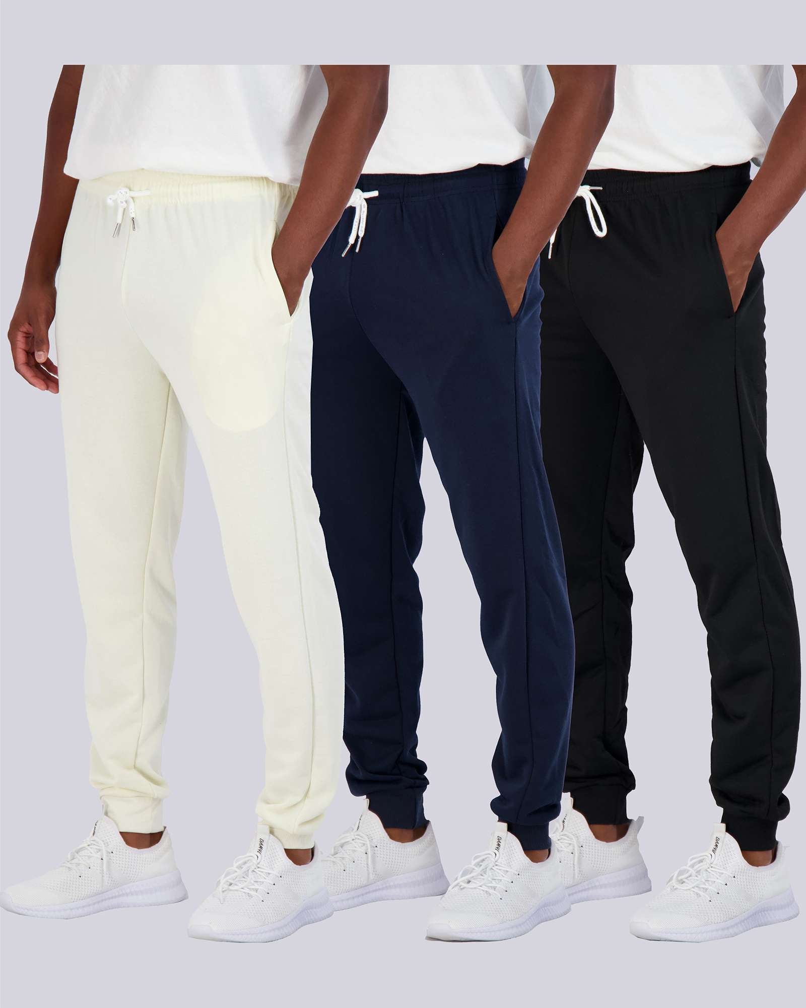3 Pack: Mens French Terry Casual Jogger Sweatpants