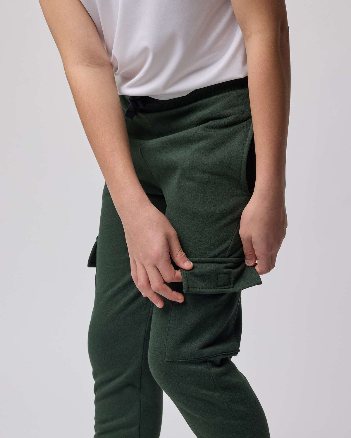 Real Essentials 3 Pack Boys' Cotton Cargo Fleece Joggers Sweatpants Pockets Athletic Kids - Set 2
