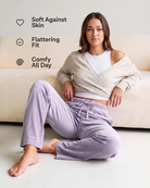 Real Essentials 3 Pack Women Velvet Straight Leg Pants Velour Sweatpants Cozy Lounge Soft - Solid Black, Solid Orchid Petal, Solid Ballad Blue