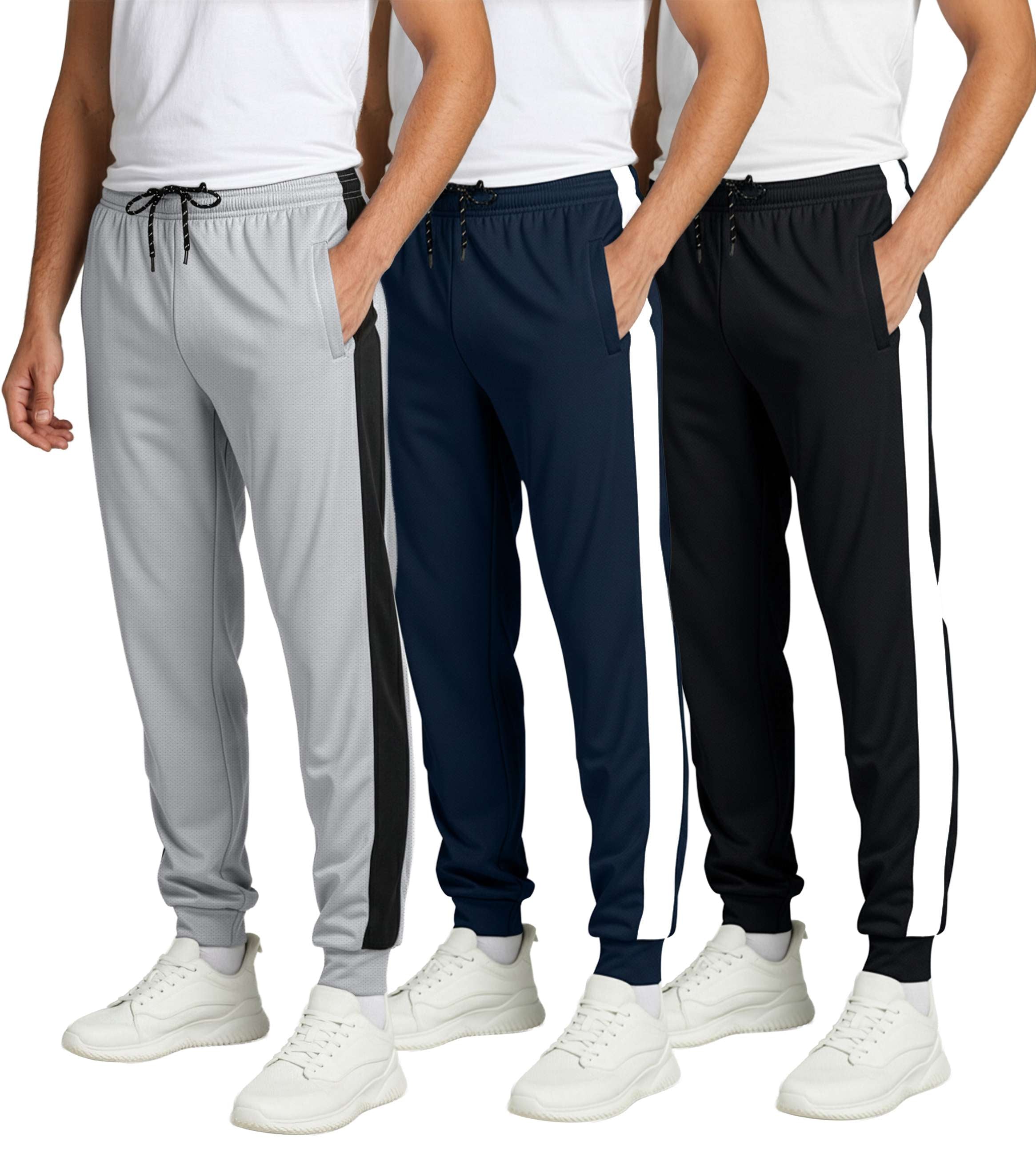 3 Pack: Mens Mesh Active Jogger Sweatpants