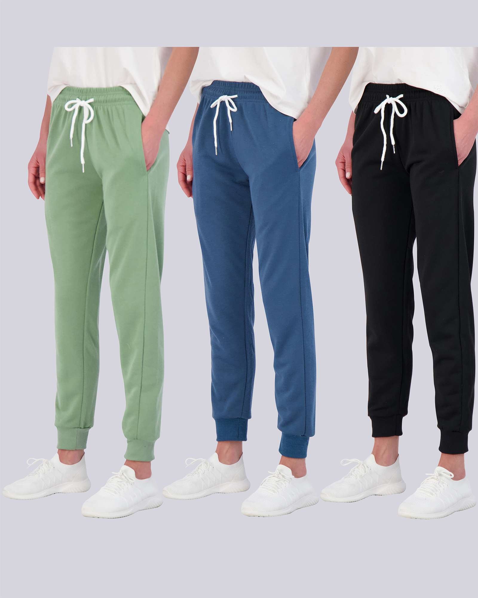 3 Pack: Womens French Terry Lounge Jogger Sweatpants