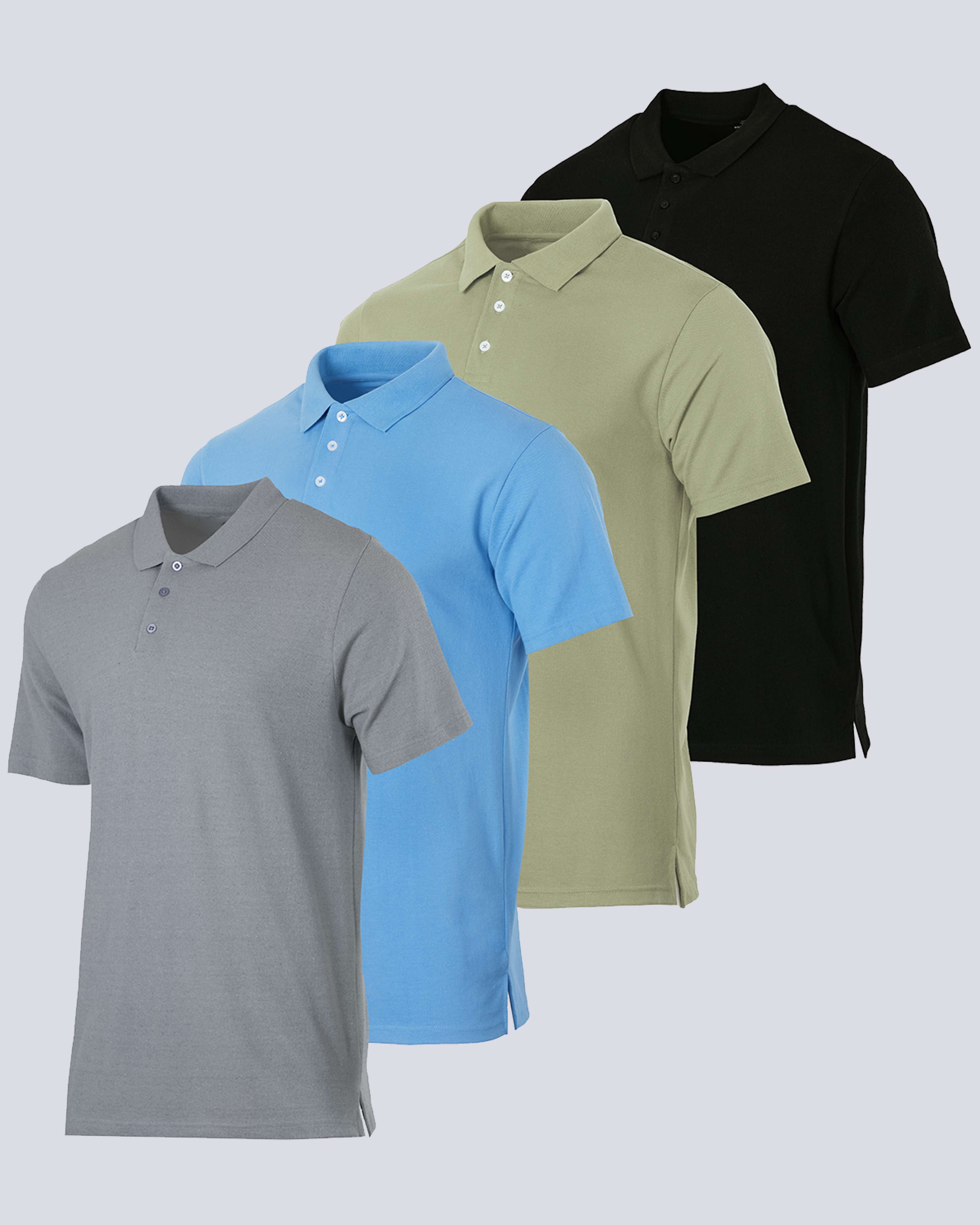 4 Pack: Men's Cotton Pique Short Sleeve Polo Shirt - Performance Polo –  Real Essentials