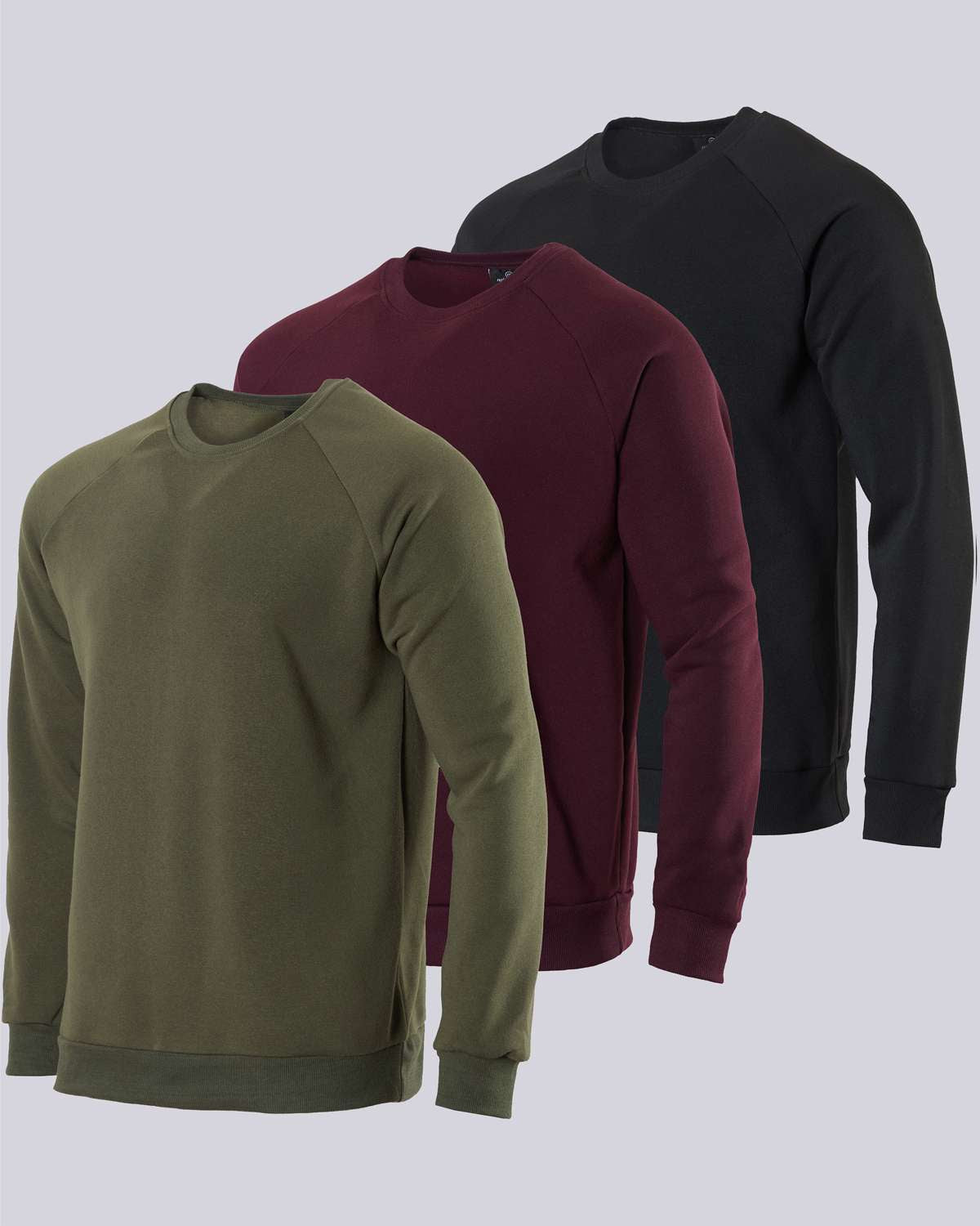 3 Pack: Mens Fleece Crewneck Pullover Sweatshirt